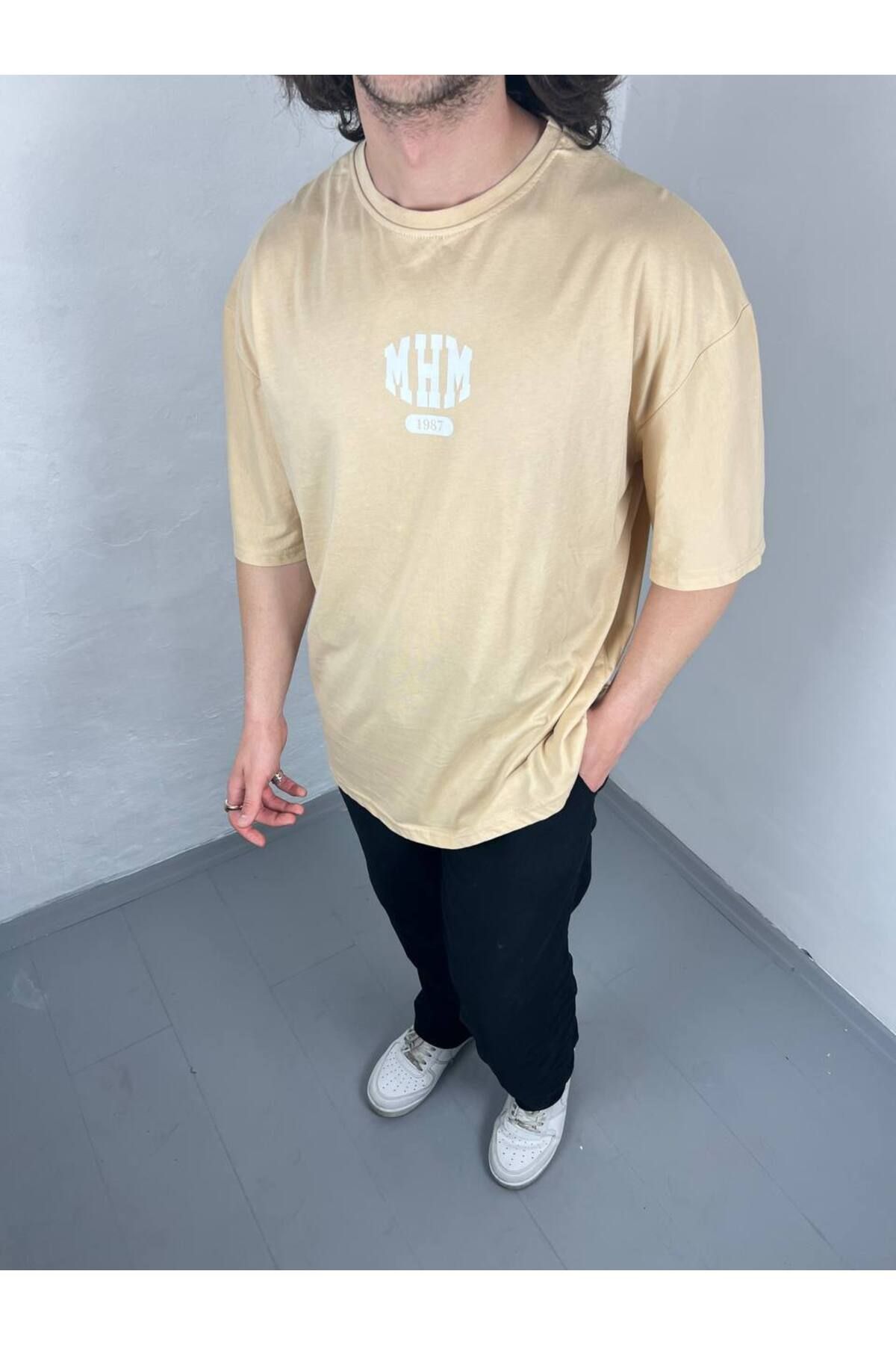 OVERİSE MHM Baskı Detay Oversize Unisex Tshirt