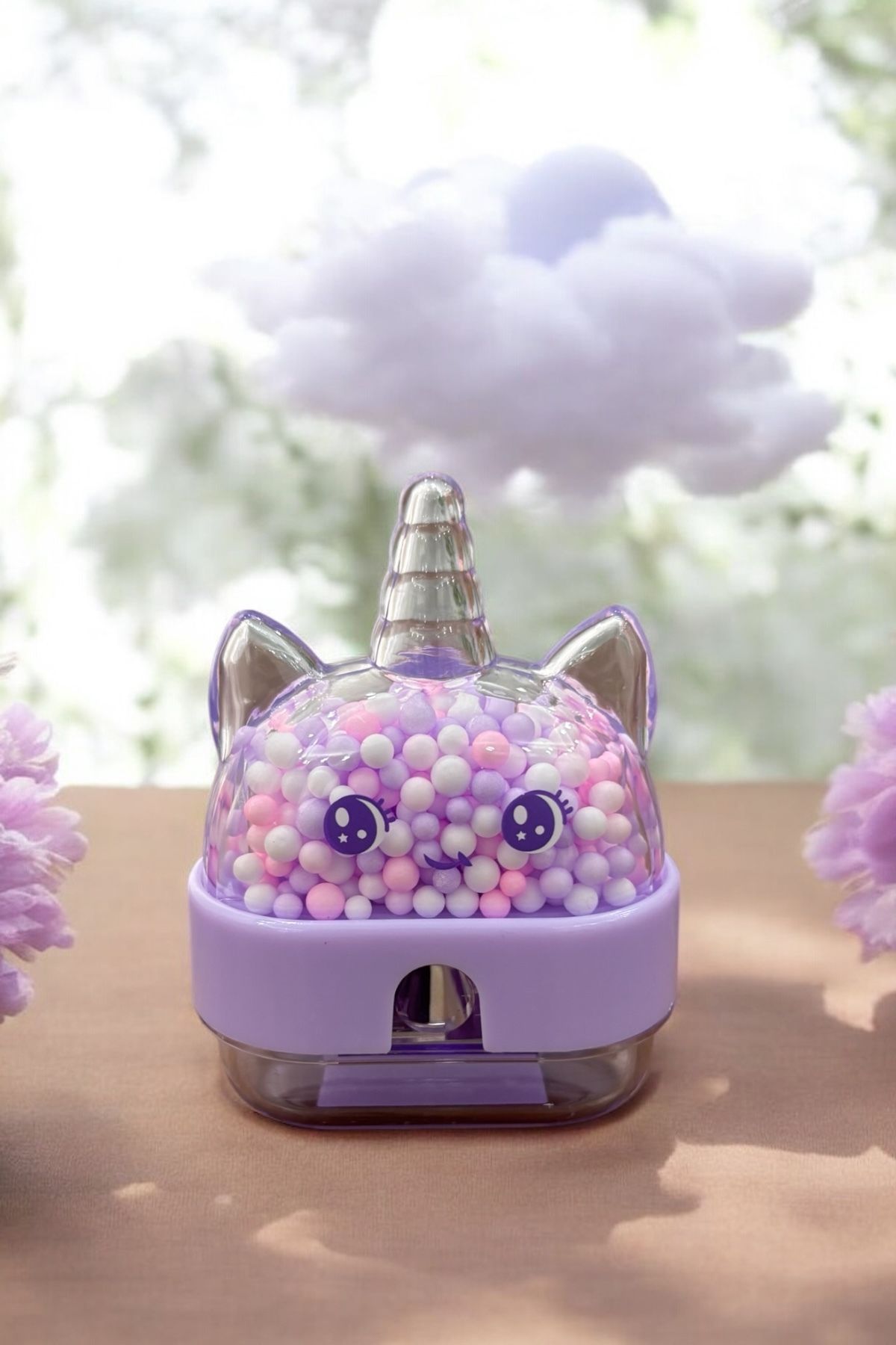 Piramit Kırtasiye Unicorn Kalemtıraş 1 Adet Sevimli Figürlü Boncuklu Kalemtıraş Kalem Açacağı