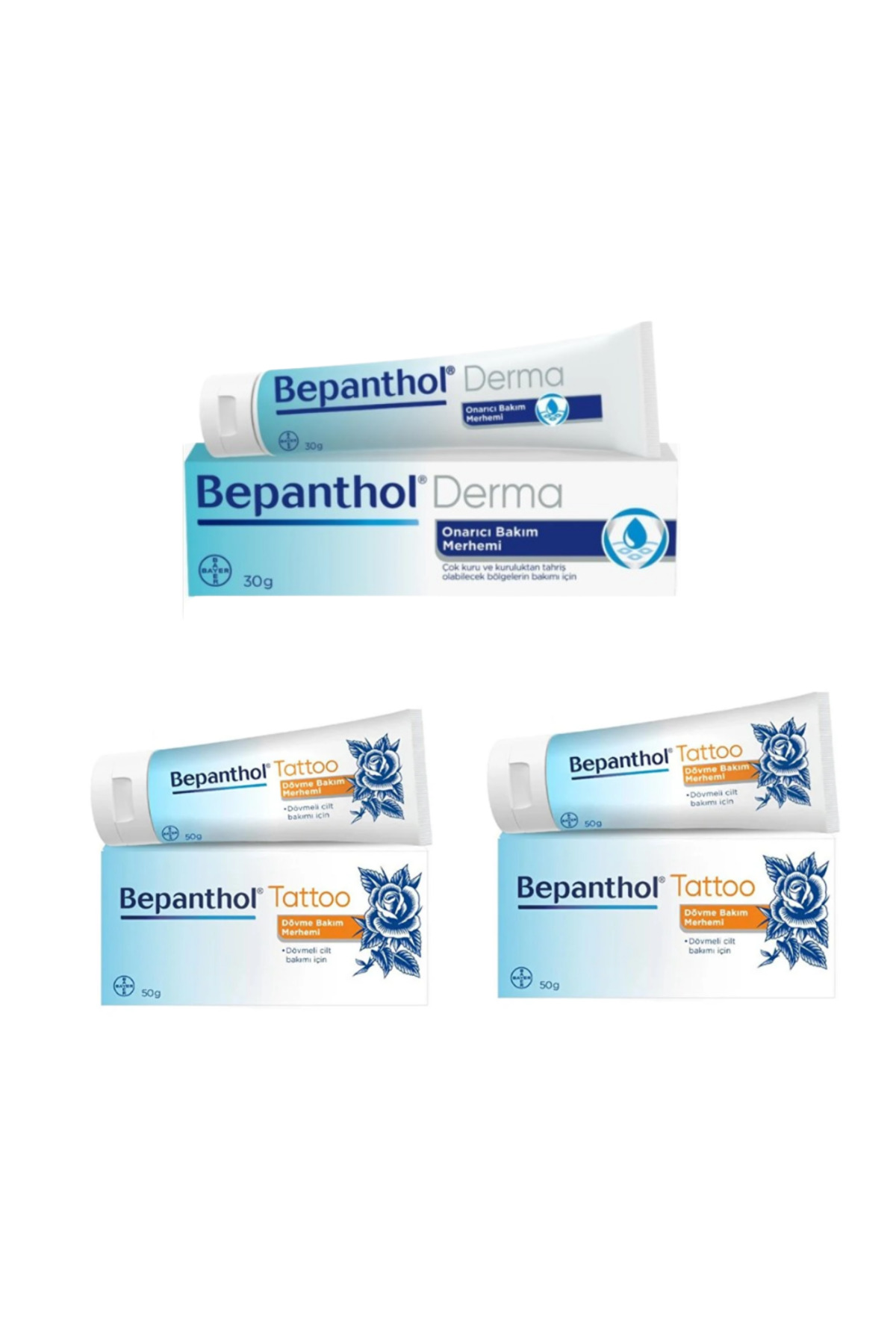 بپانتول پماد مراقبت از پوست درما ترمیم کننده ۳۰ گرمی، ۱ عدد + پماد مراقبت از تتو ۵۰ گرمی، ۲ عدد