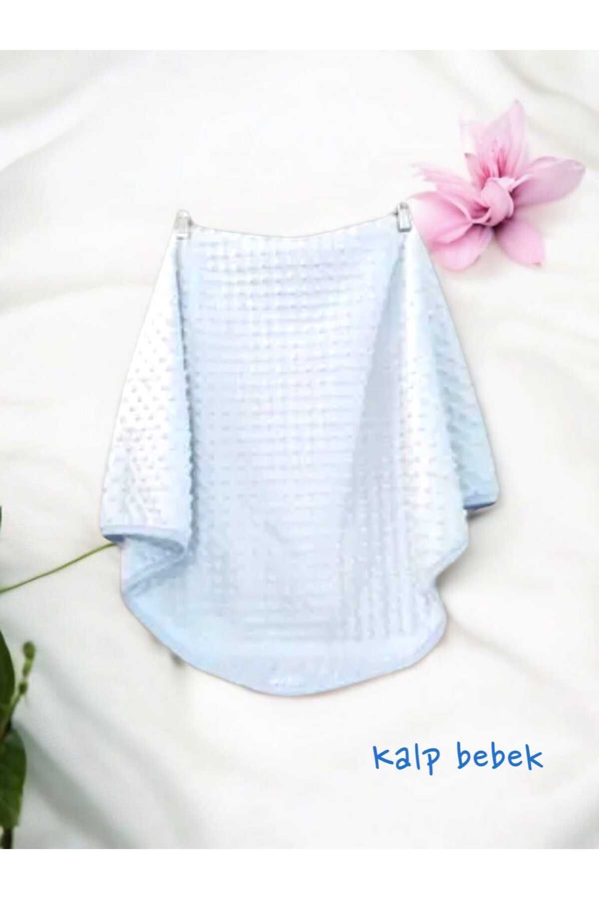 Butik mavi peluş bebek battaniyesi
