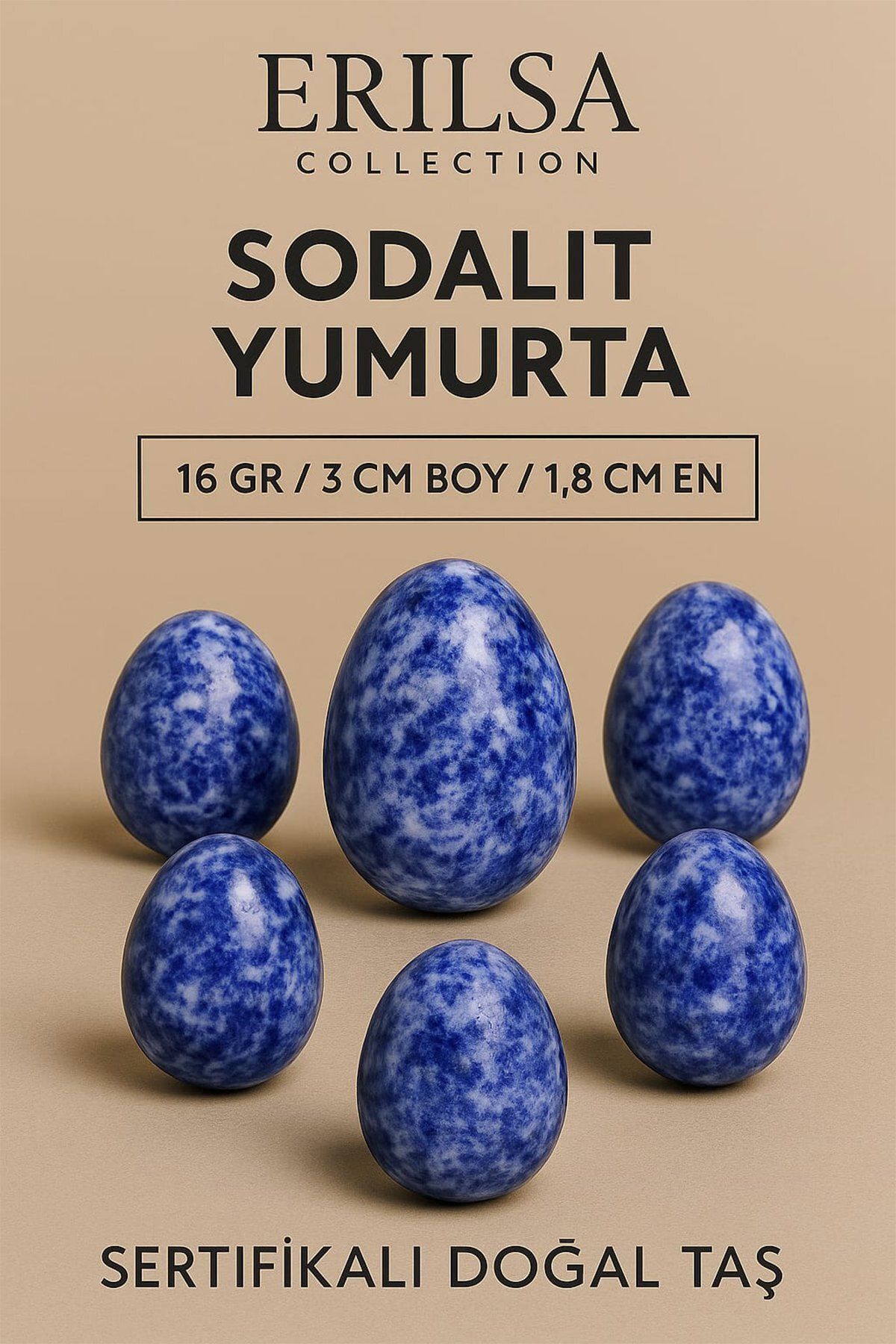 Erilsa Sertifikalı Sodalit Yumurta Doğal El Taşı – İç Görü, Netlik ve Zihinsel Sakinlik Taşı