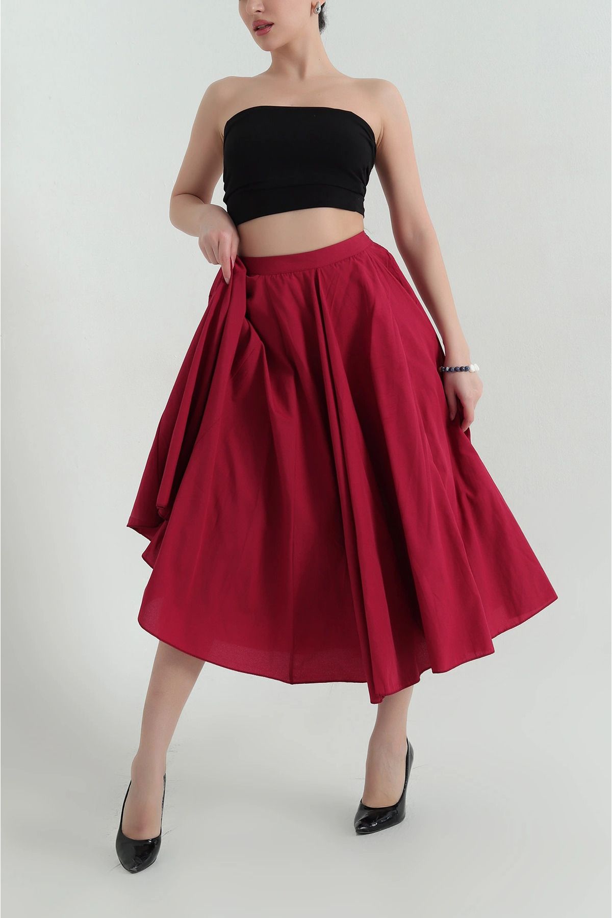 Secret Passion Lingerie Bordo Astarlı Poplin Kadın Etek