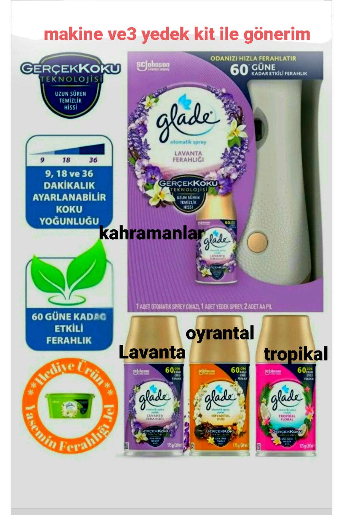 YEŞİLLİ STORE Otomatik sprey oda kokusu 1 makine 3 yedek sprey ile gönderim