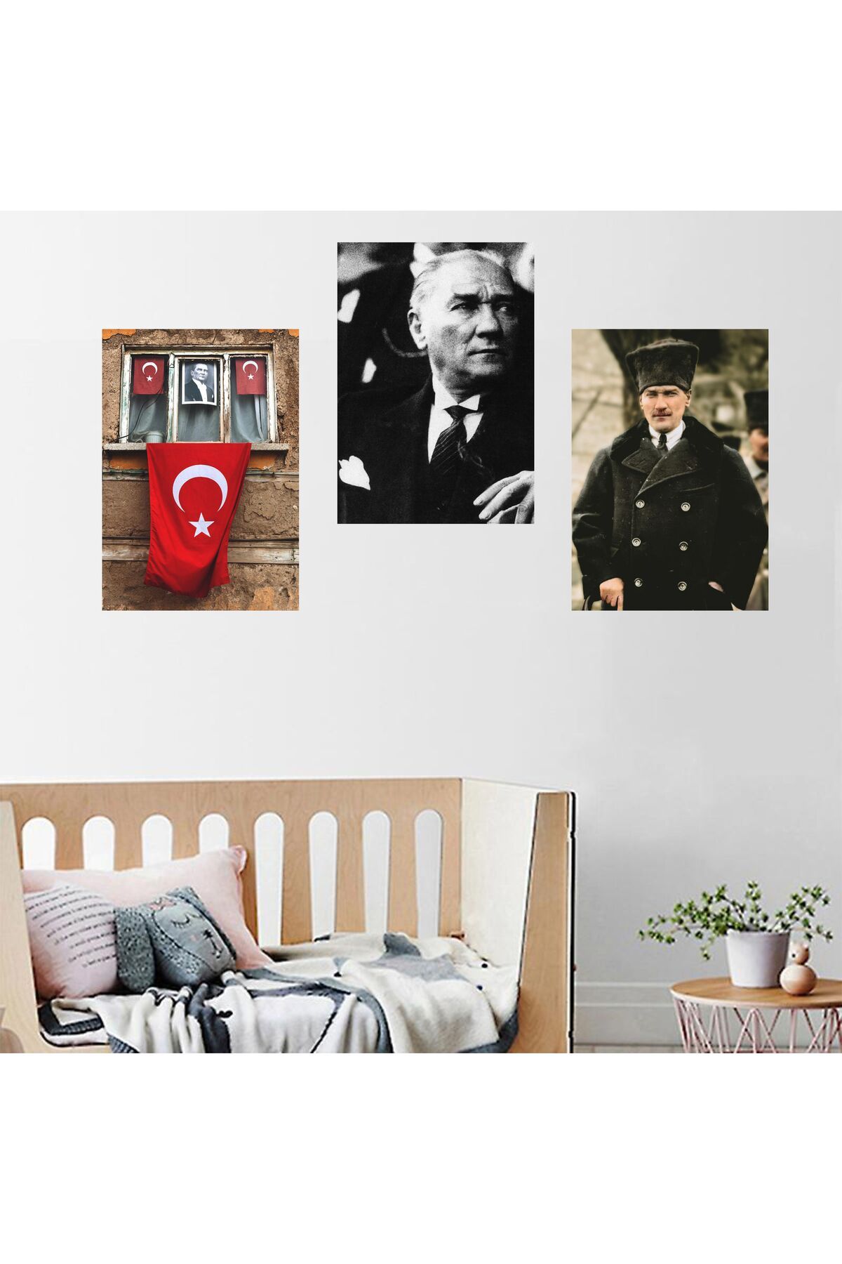 hediyenebak 3'lü Mustafa Kemal Atatürk Yapışkanlı 21x30 Poster Sticker Etiket