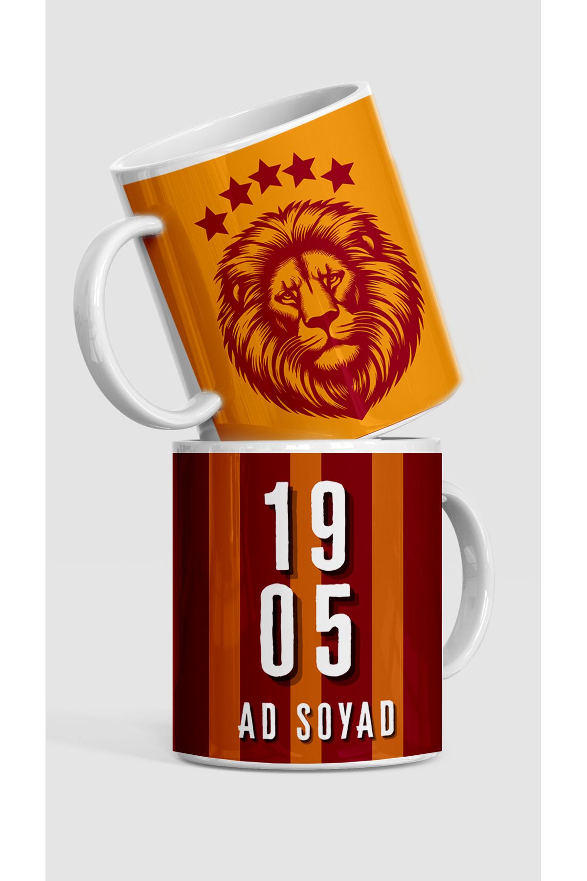 shop Kişiye Özel Şampiyon 5 Yıldızlı Sarı Kırmızı Aslan Kupa