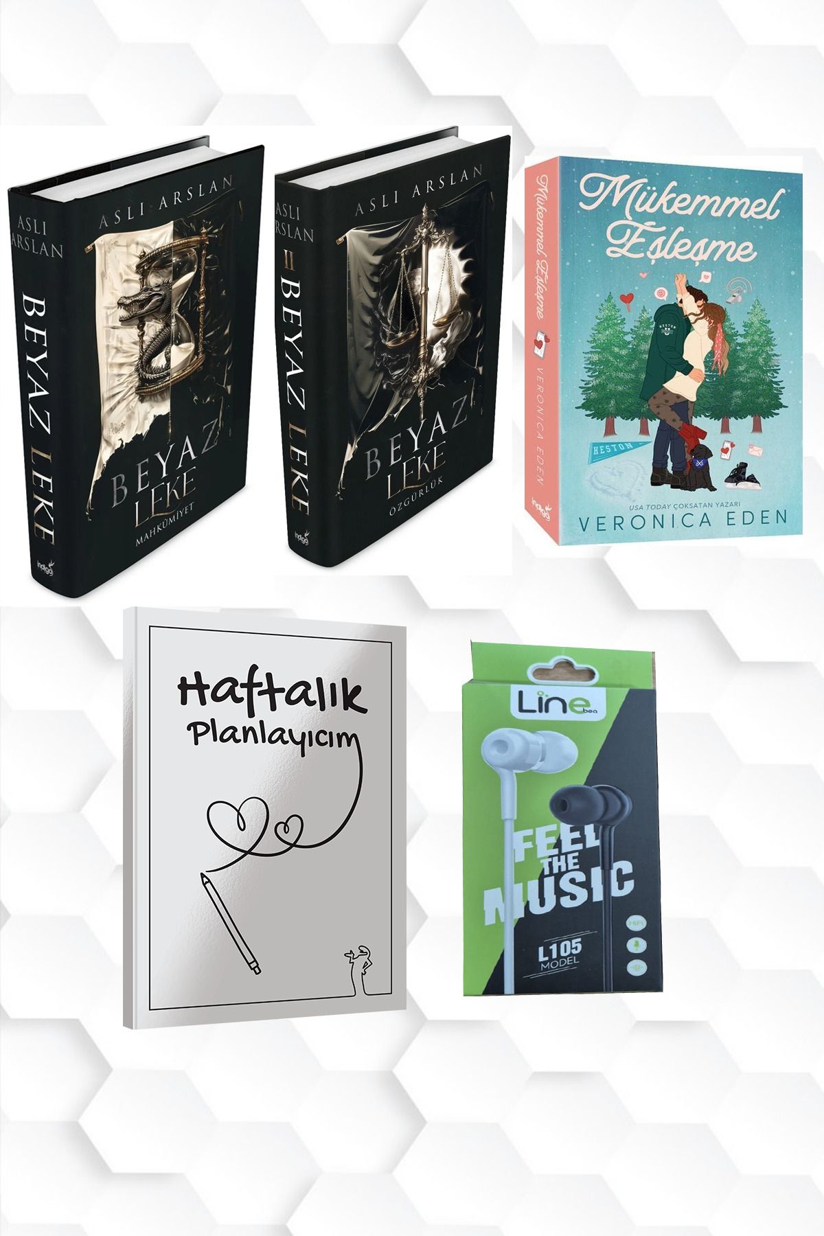 İndigo Kitap CİLTLİ-BEYAZ LEKE 1 VE 2-MÜKEMMEL EŞLEŞME+HAFTALIK PLANLAYICIM (52 HAFTA) KULAKLIK HEDİYE