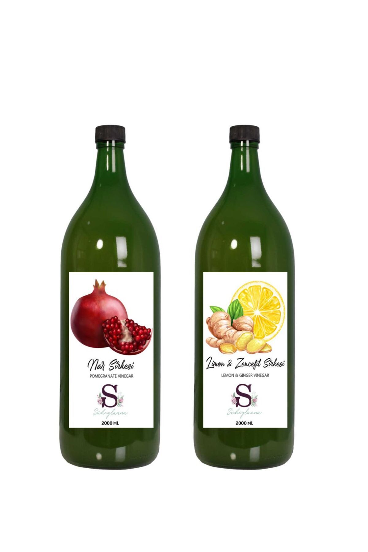 Süheylaana Doğal Nar Sirkesi 2000 Ml - Doğal Limon & Zencefil Sirkesi 2000 Ml