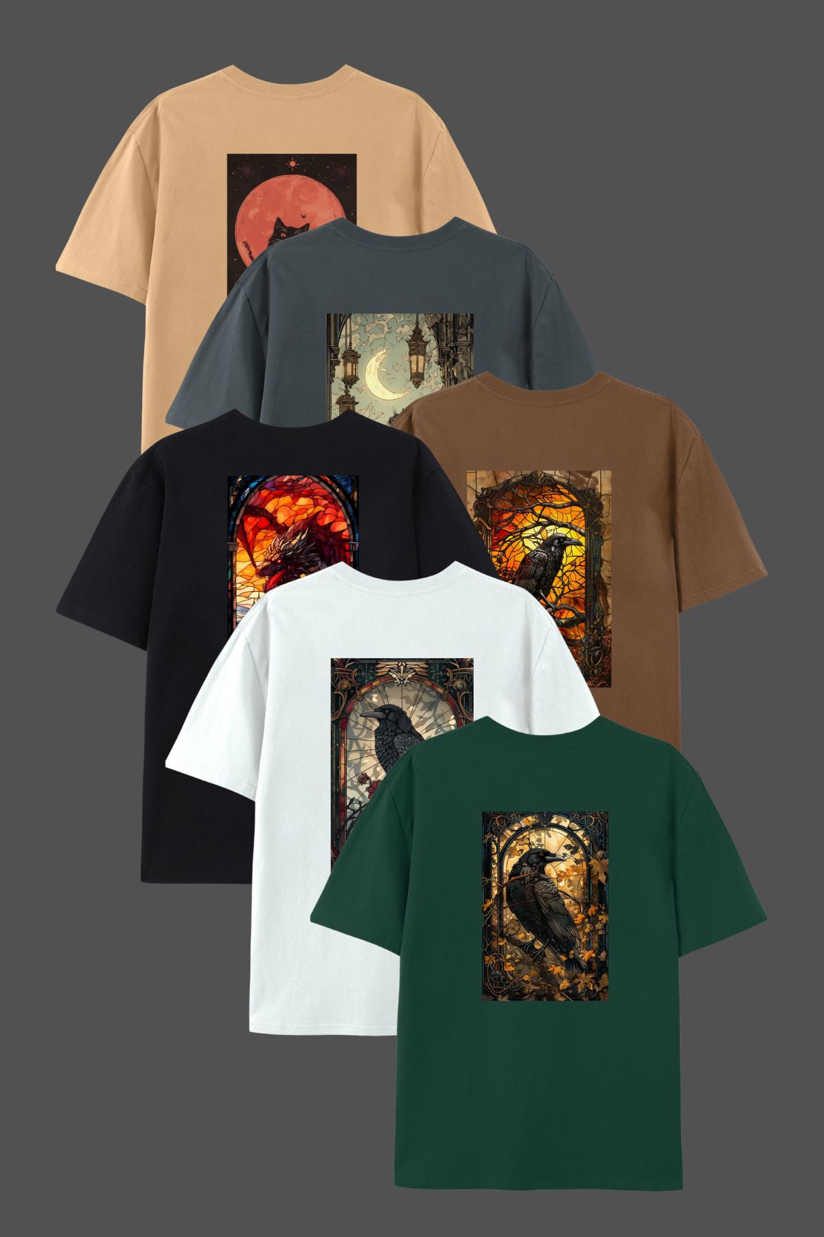MELADYAN Sırt Baskılı 6 Parça Takım Bisiklet Yaka T-shirt Paket