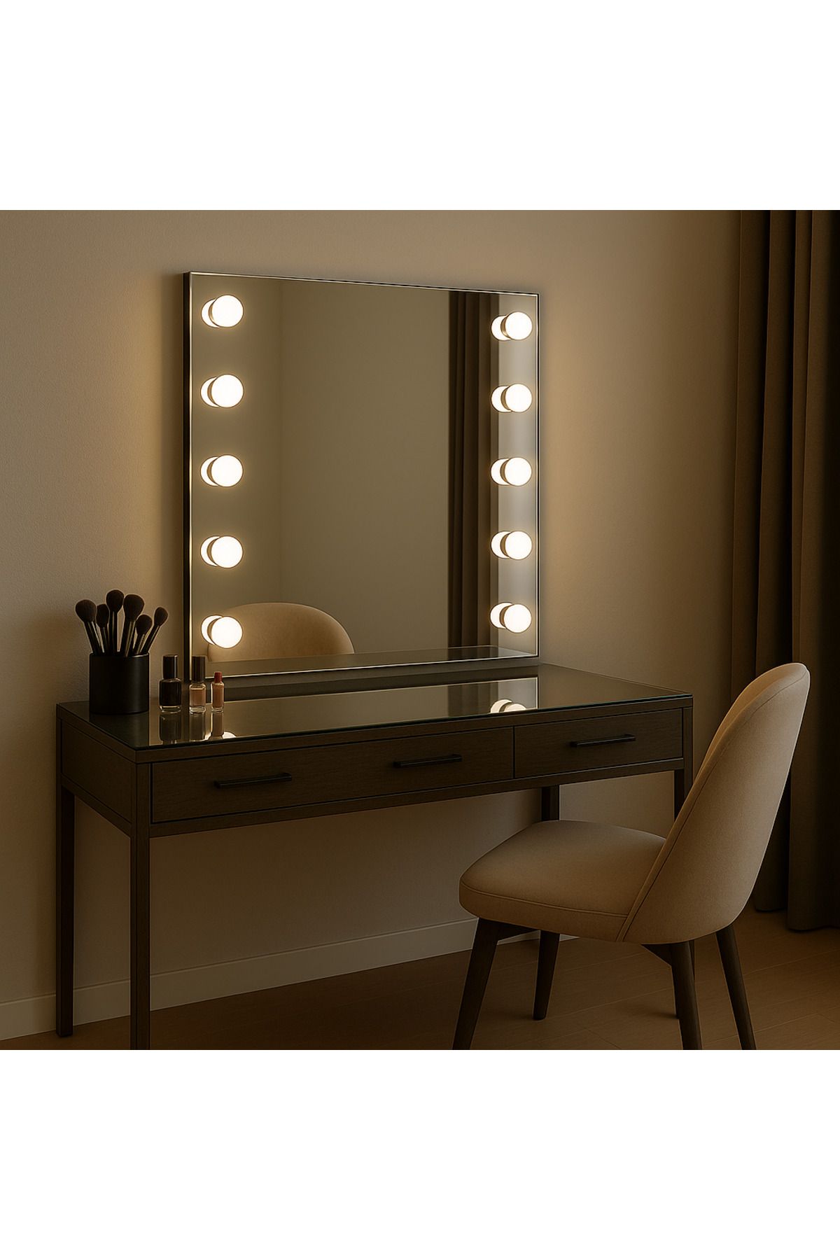 DENİZ KOÇ GRUP 80x80cm Kulis Işıklı Makyaj Aynası