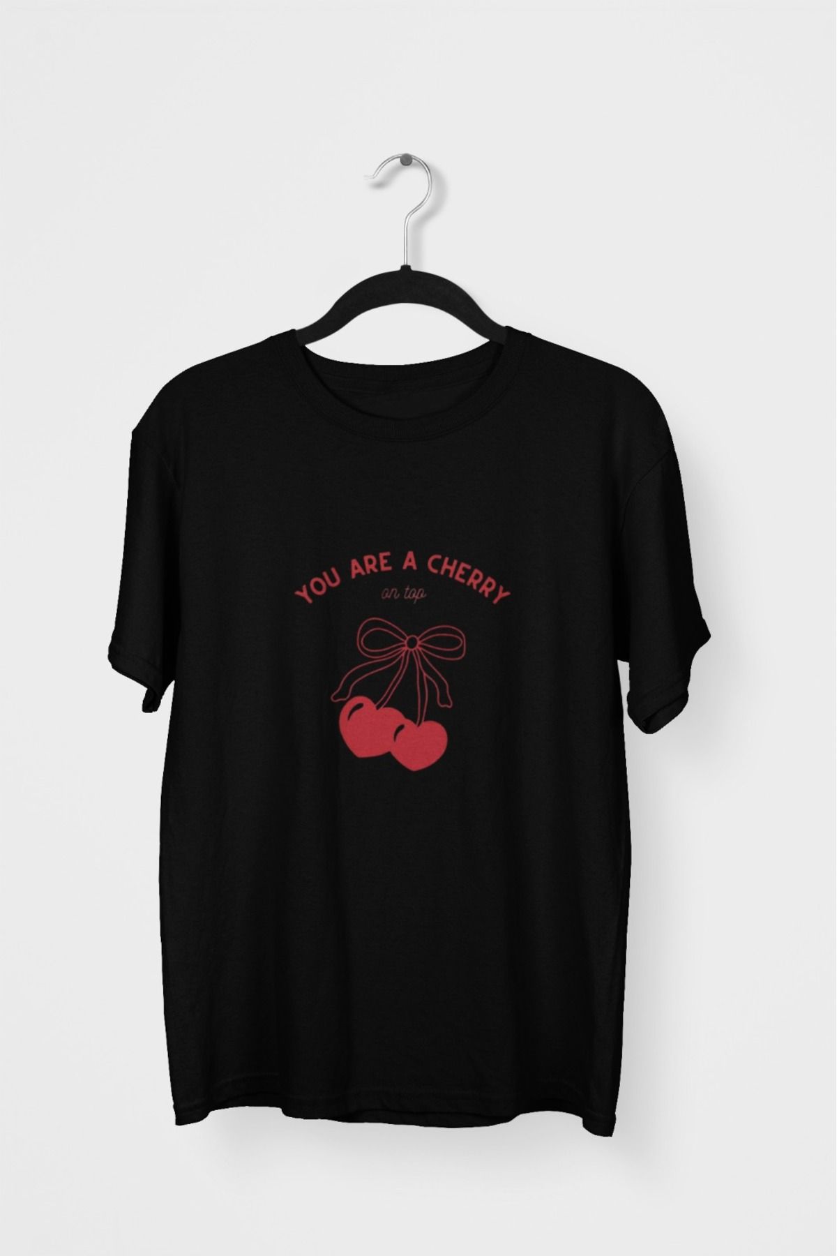 Butik ERKEK/KADIN -YOU ARE A CHERRY- TRANSFER BASKILI YUVARLAK YAKA KISA KOL TİŞÖRT