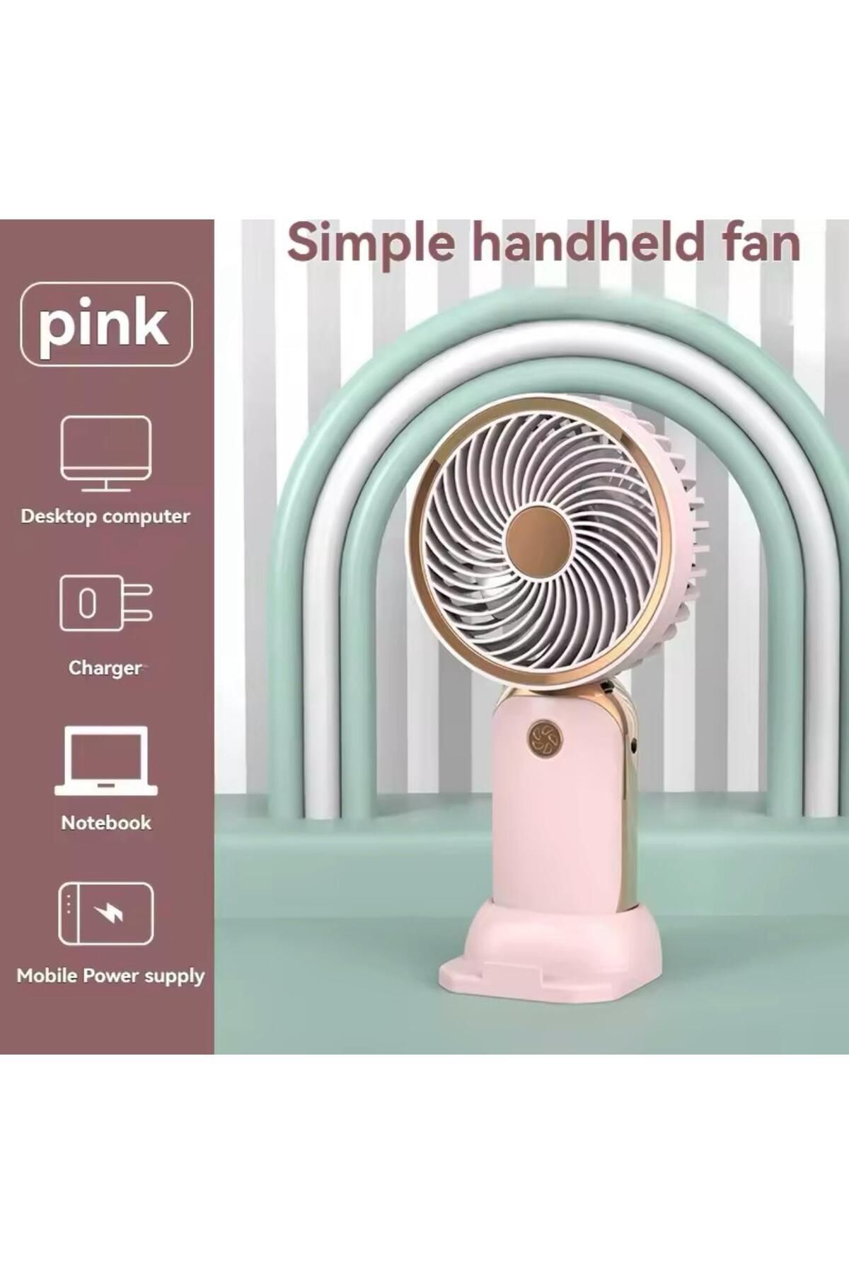 EN SİGA Şarjlı Telefon Standlı Mini Fan Masa Ve El Fanı Vantilatör