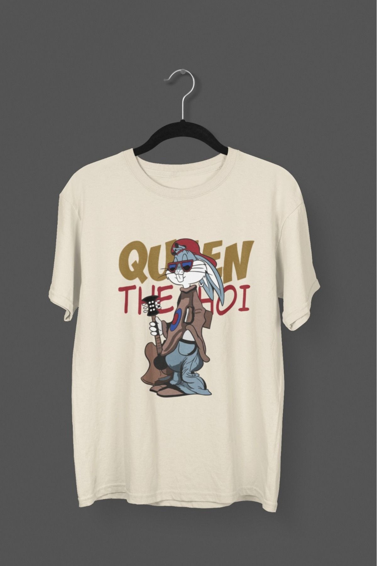 Butik ERKEK/KADIN -QUEEN- TRANSFER BASKILI YUVARLAK YAKA KISA KOL TİŞÖRT