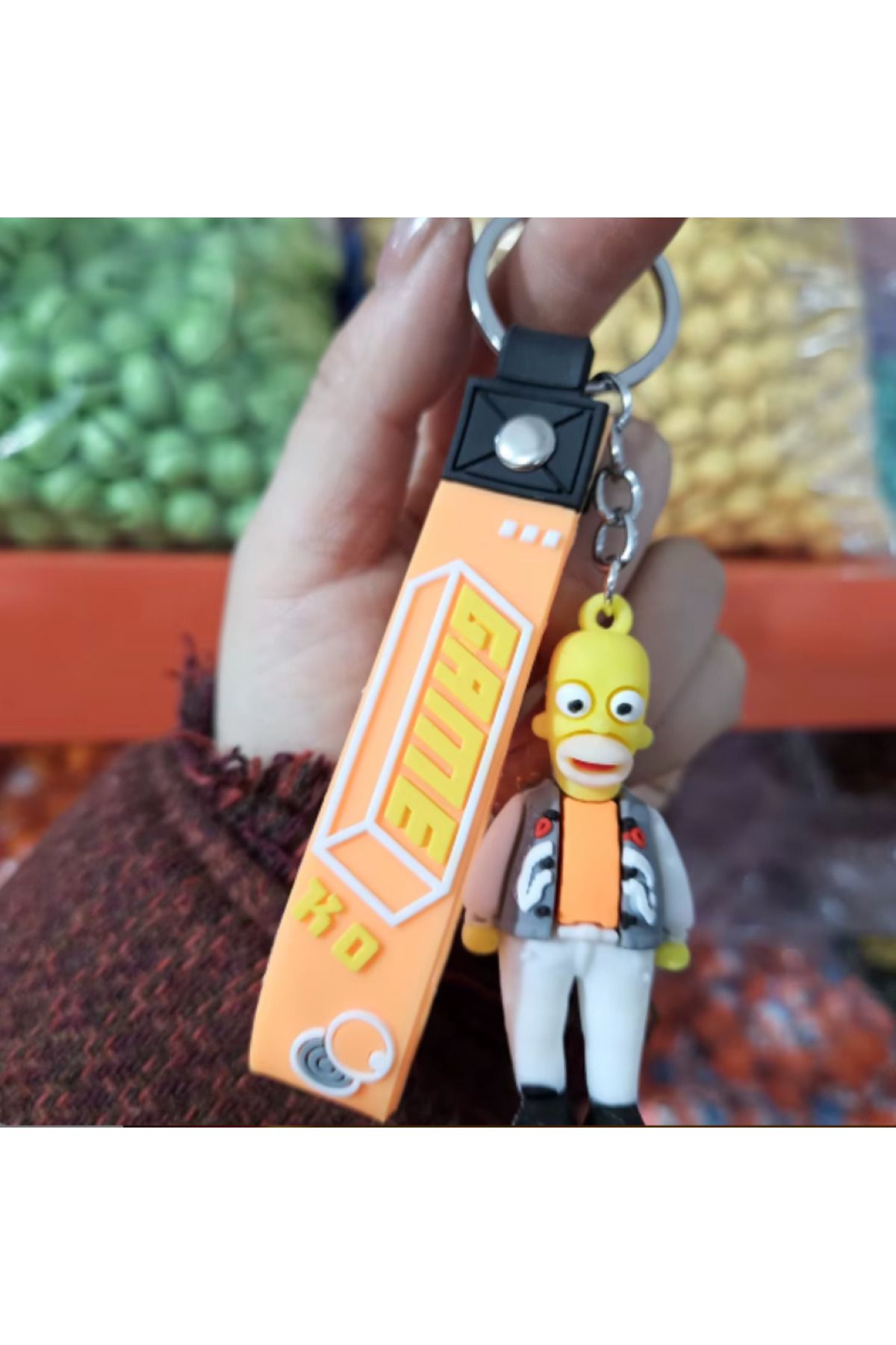 Bizde Ne Yok ki Simpsons 3D Silikon Küçük Boy A Kalite Anime Figürlü Silikon Anahtarlık, Çanta Süsü