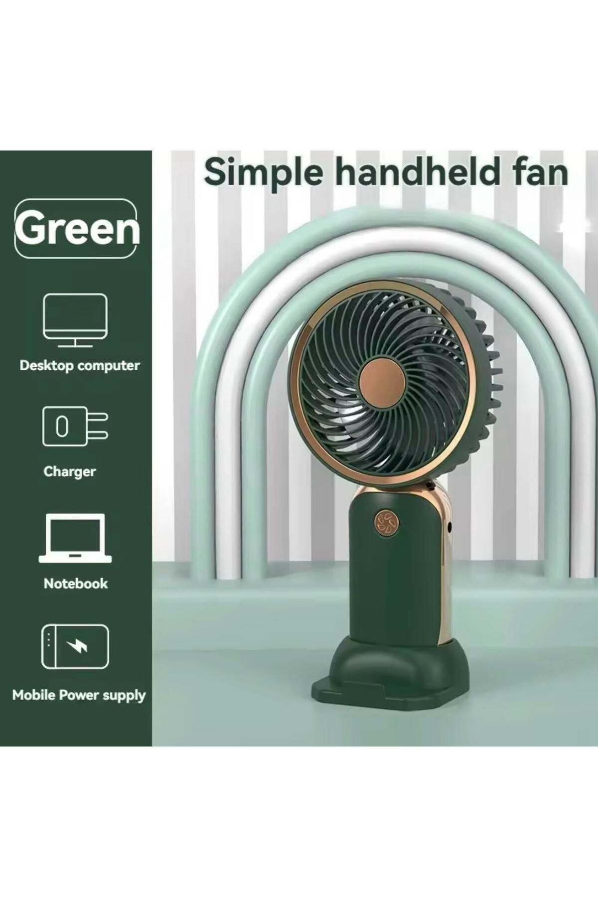 EN SİGA Şarjlı Telefon Standlı Mini Fan Masa Ve El Fanı Vantilatör
