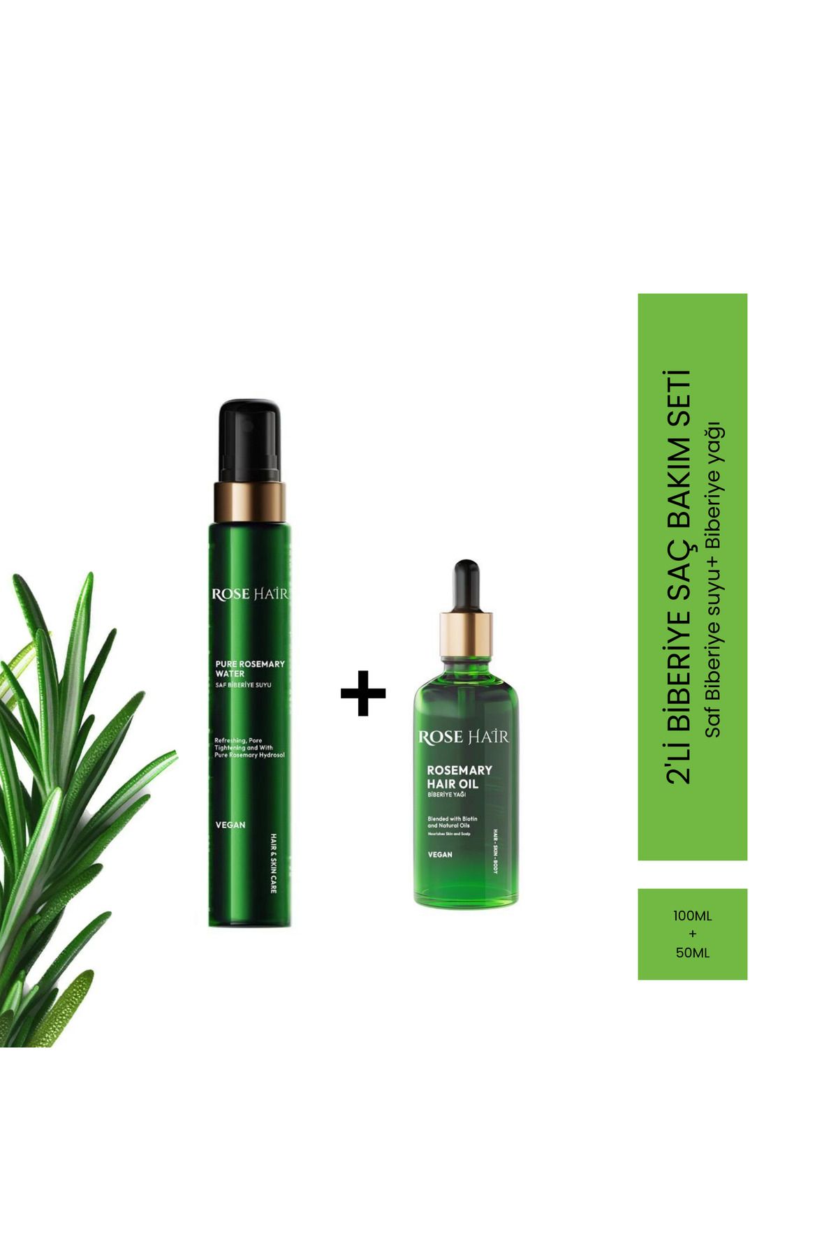 ROSE HAİR 2'Lİ Biberiye saç bakım seti 100ML + 50 ML