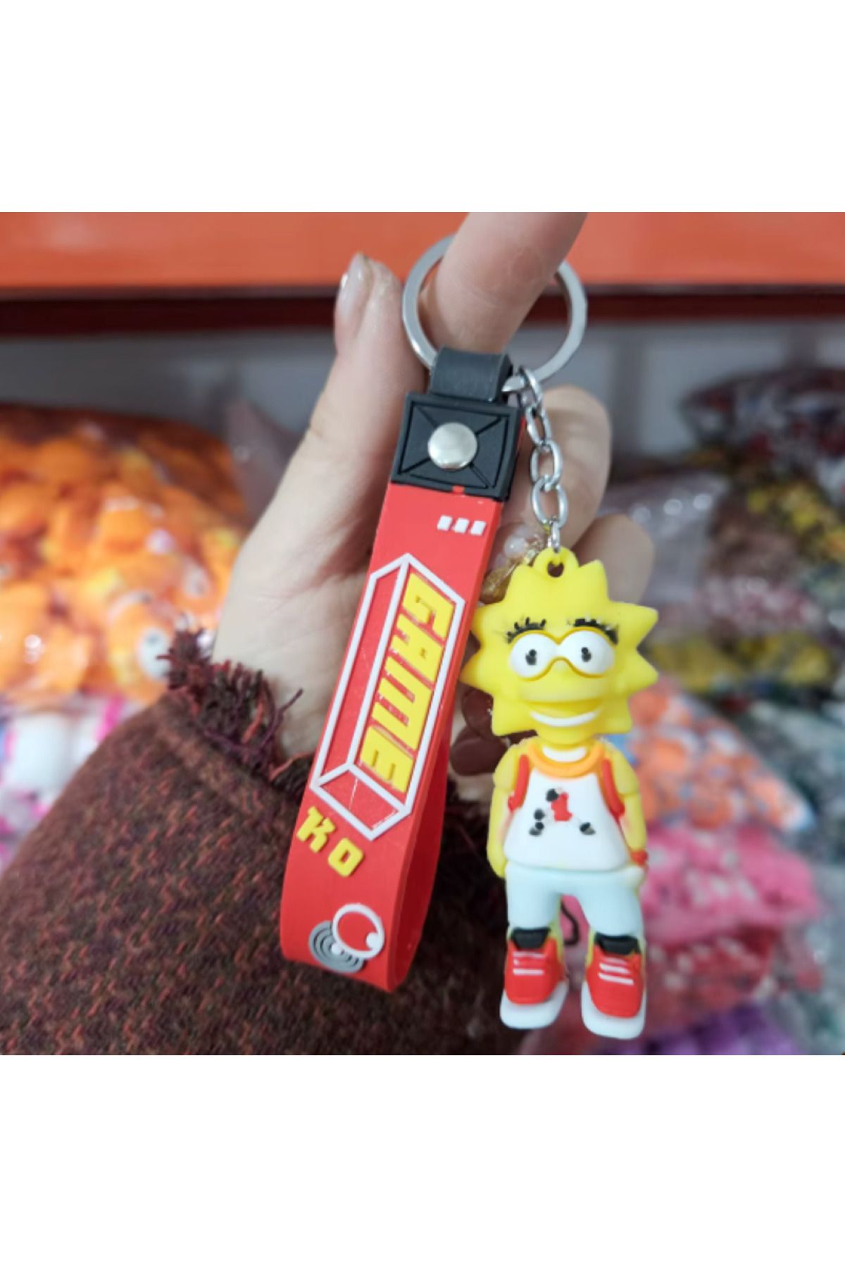 Bizde Ne Yok ki Simpsons 3D Silikon Küçük Boy A Kalite Anime Figürlü Silikon Anahtarlık, Çanta Süsü