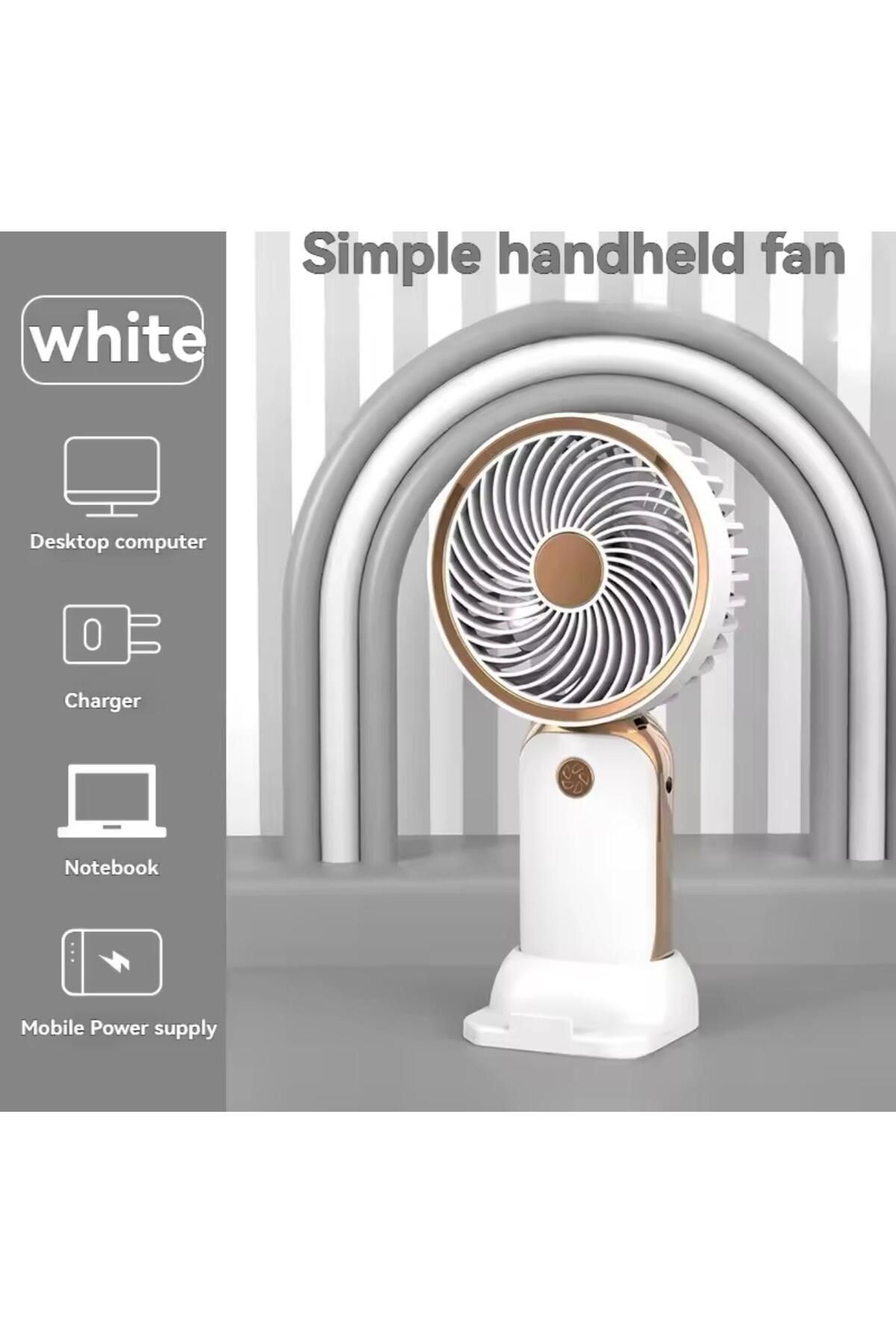 EN SİGA Şarjlı Telefon Standlı Mini Fan Masa Ve El Fanı Vantilatör