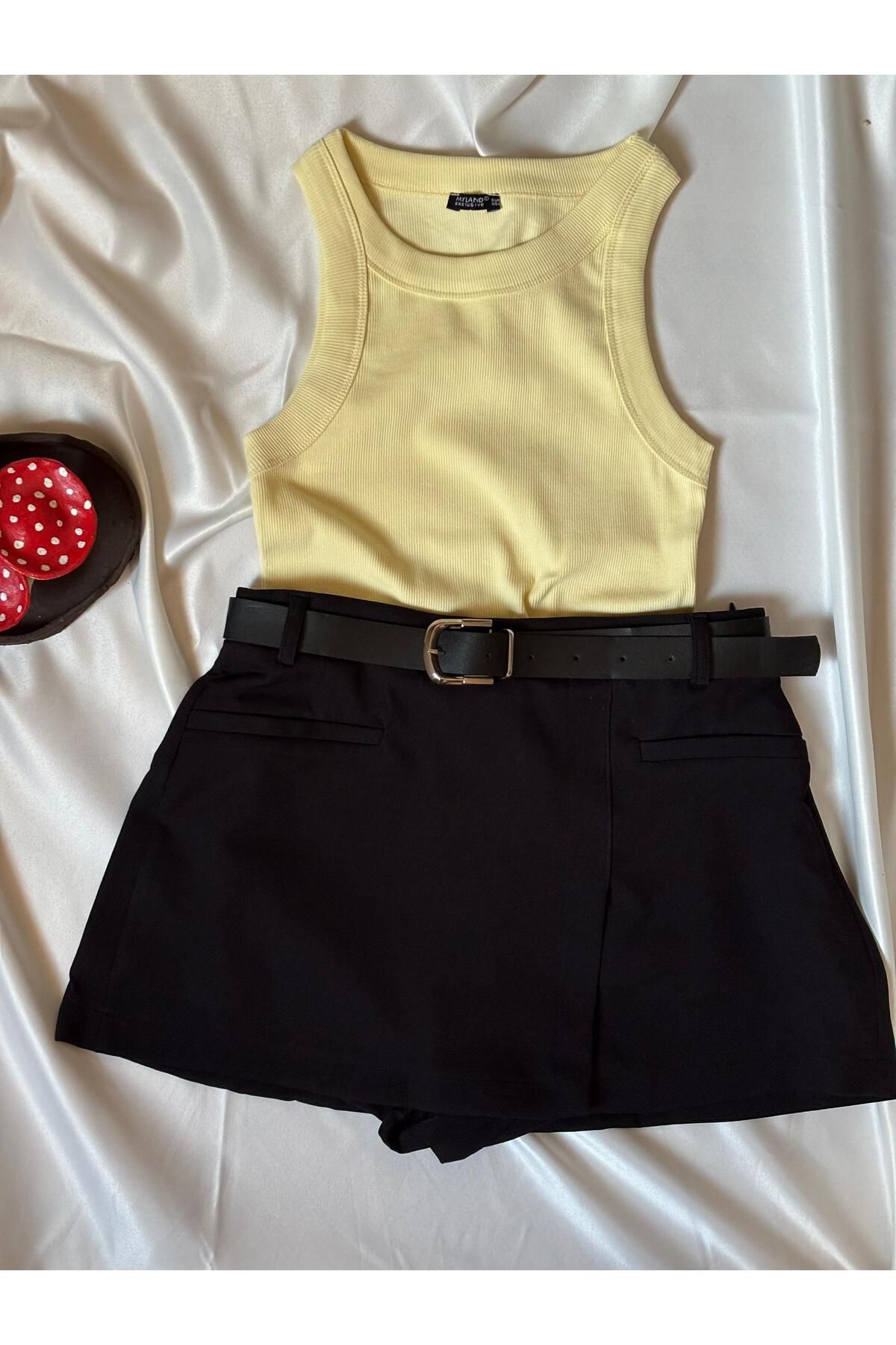MODESTRIA Kadın Kahverengi Halter Yaka Kaşkorse Bluz