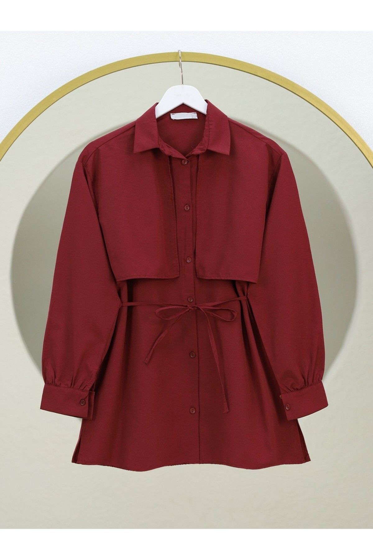 HİJABAYA Bolero Detaylı Beli Bağlamalı Yırtmaçlı Gömlek