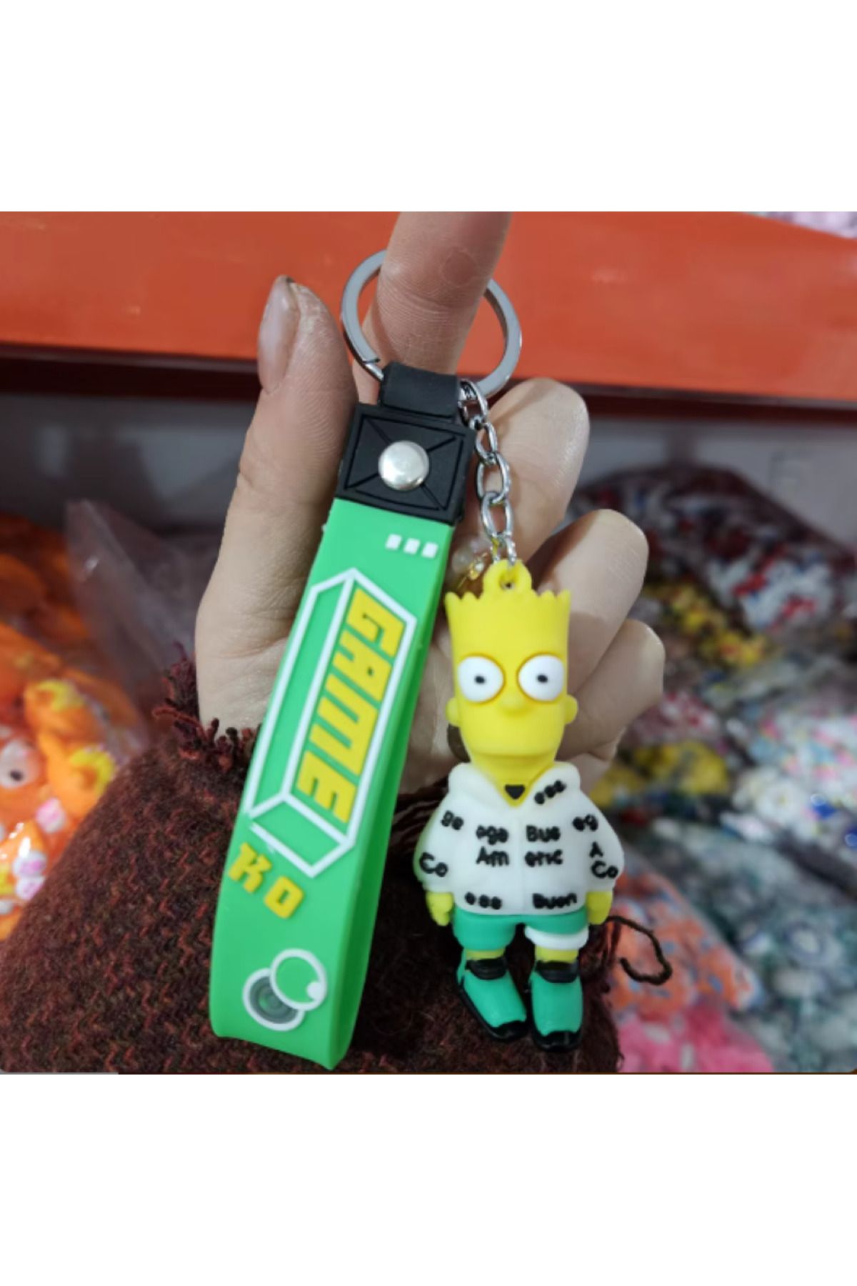 Bizde Ne Yok ki Simpsons 3D Silikon Küçük Boy A Kalite Anime Figürlü Silikon Anahtarlık, Çanta Süsü