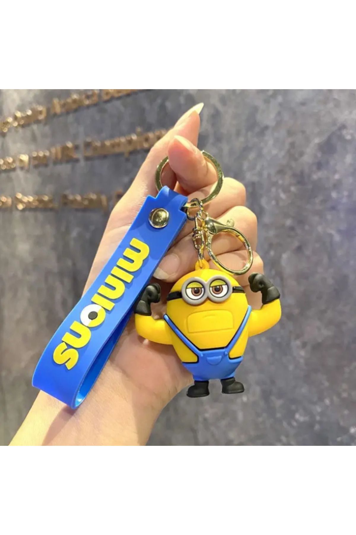 Bizde Ne Yok ki Minions Minyonlar 3D Silikon Lüks Boy Anahtarlık Ve Çanta Aksesuarı