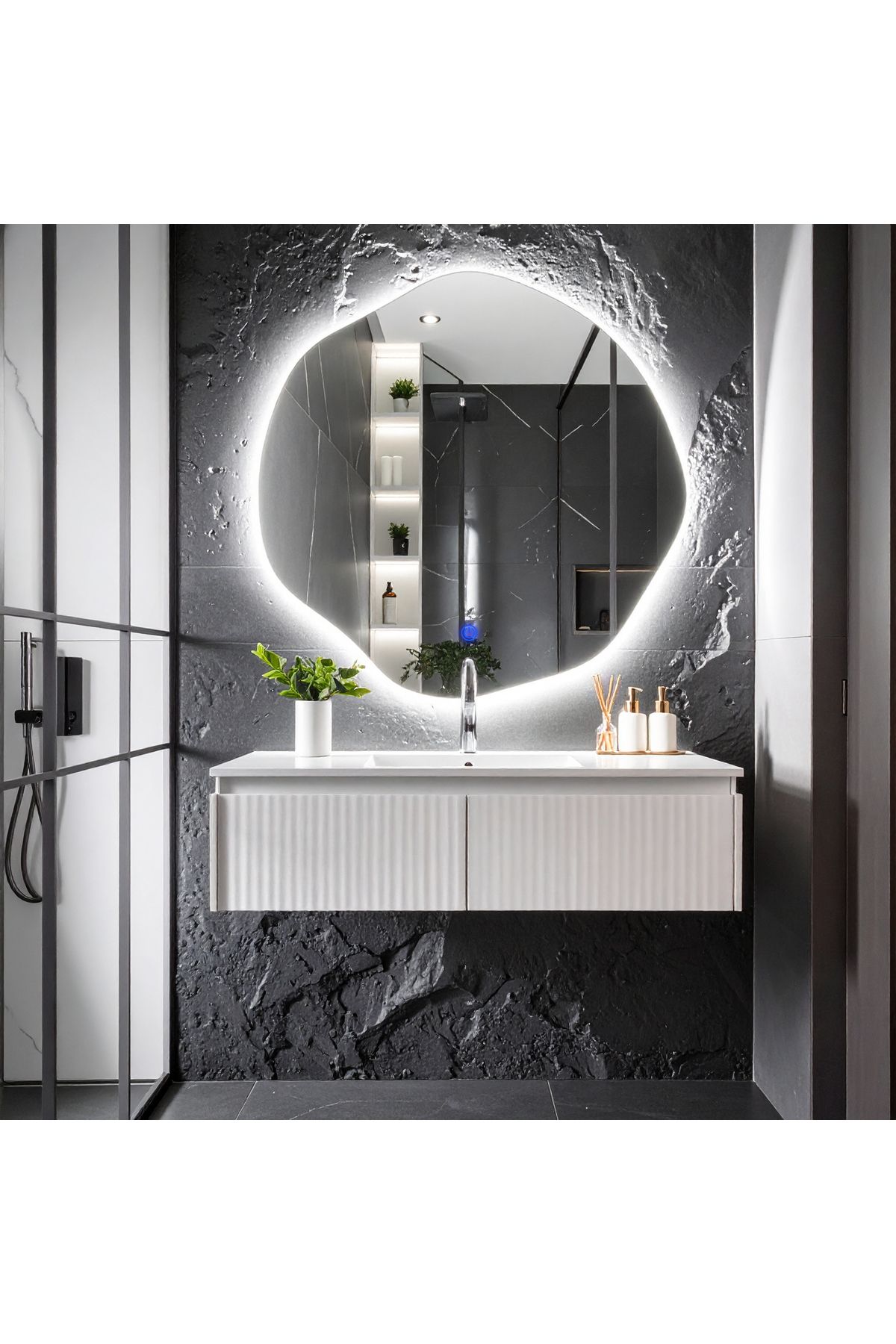 lumora mirror design Kael Beyaz Led'li Lavabo & Banyo Aynası (Dokunmatik Sensörlü)