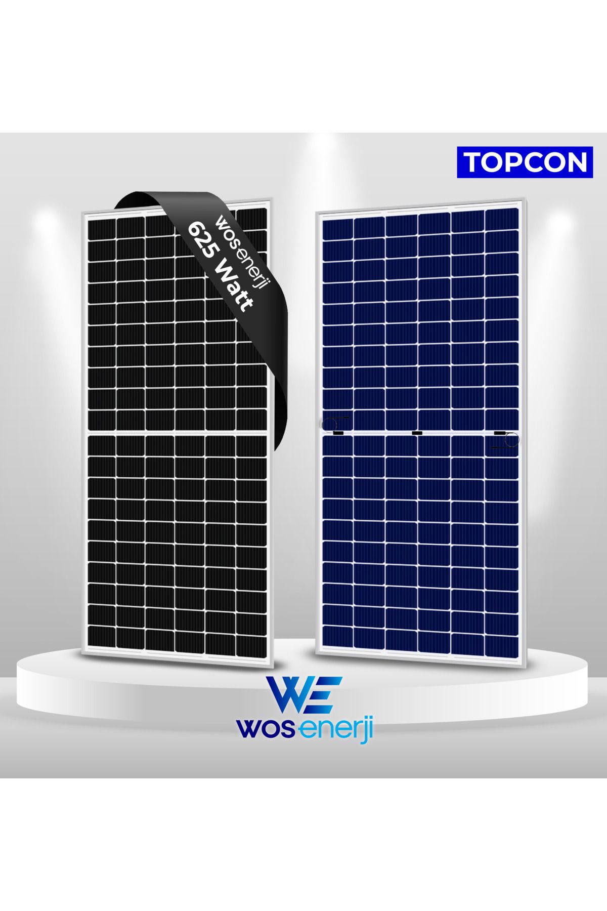 WOS ENERJİ Wos Enerji 625 W Watt Güneş Paneli Half-cut Topcon Çift Cam Solar Panel (ÇİFT YÖNLÜ)