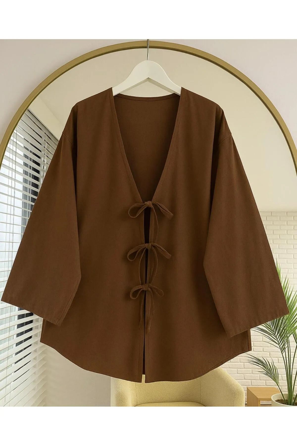 GOOD&DESS Önü Bağlamalı Kimono Tunik Oversize