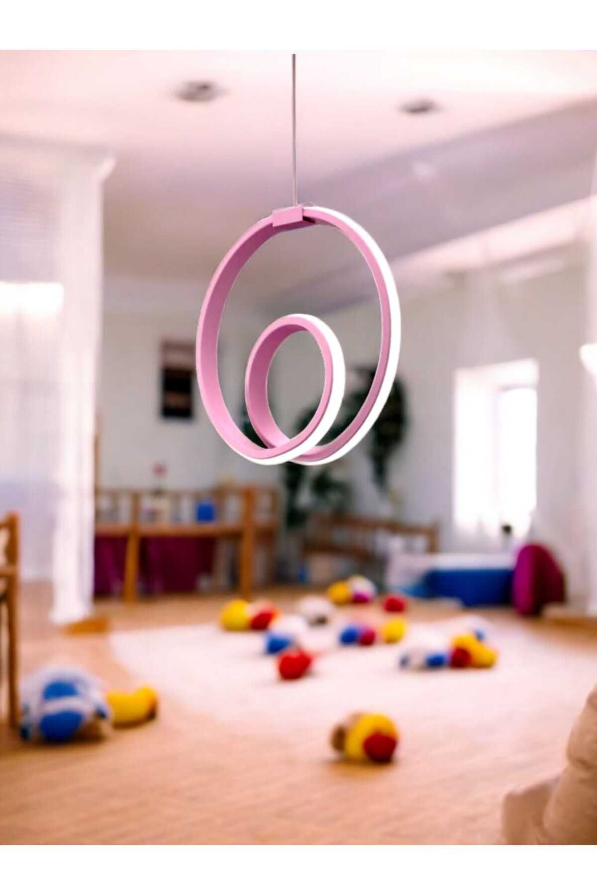 Ece Aydınlatma Jojo Çocuk Odası Için Pembe Kasa,beyaz Led Işıklı,led Avize