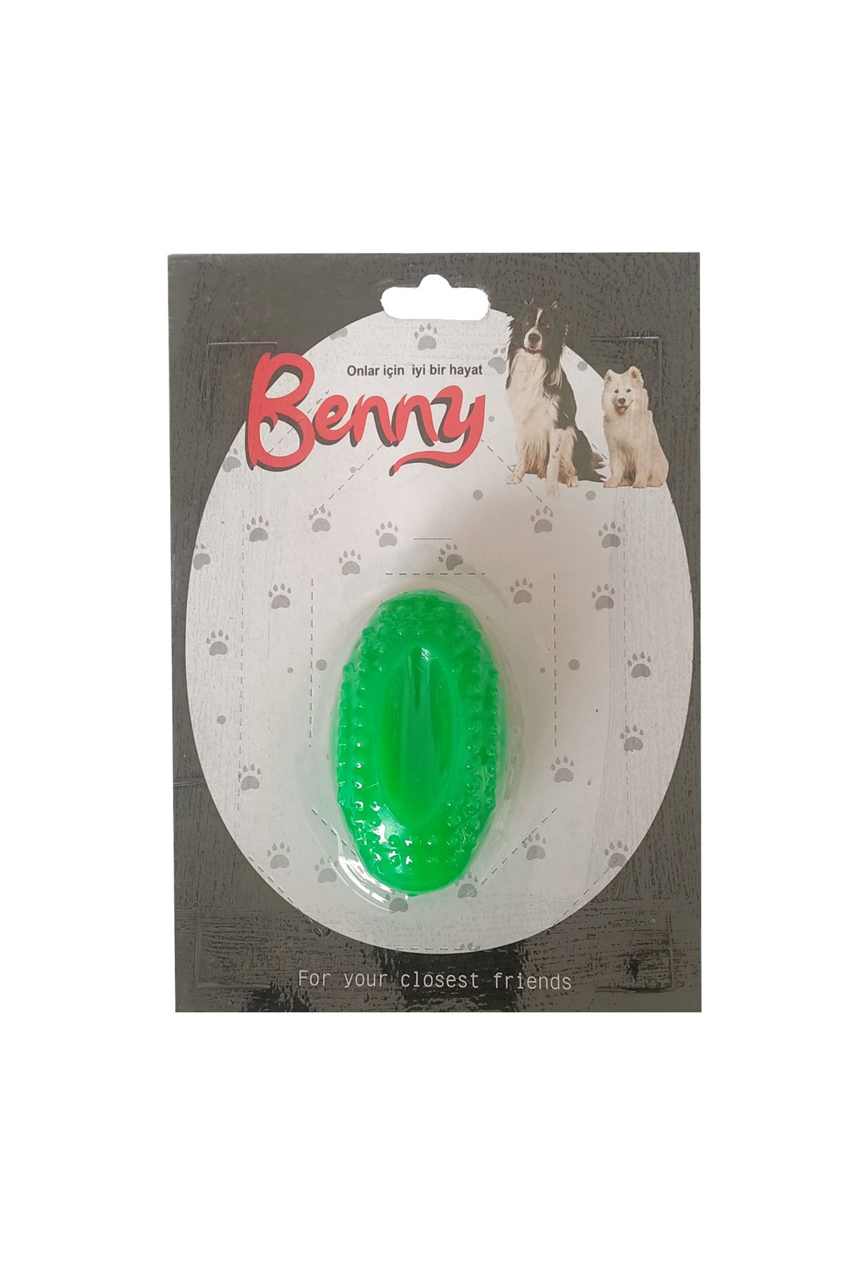 Vemora Benny Köpek Oyuncağı Sert Elips Top 8 x 4.5 cm Yeşil