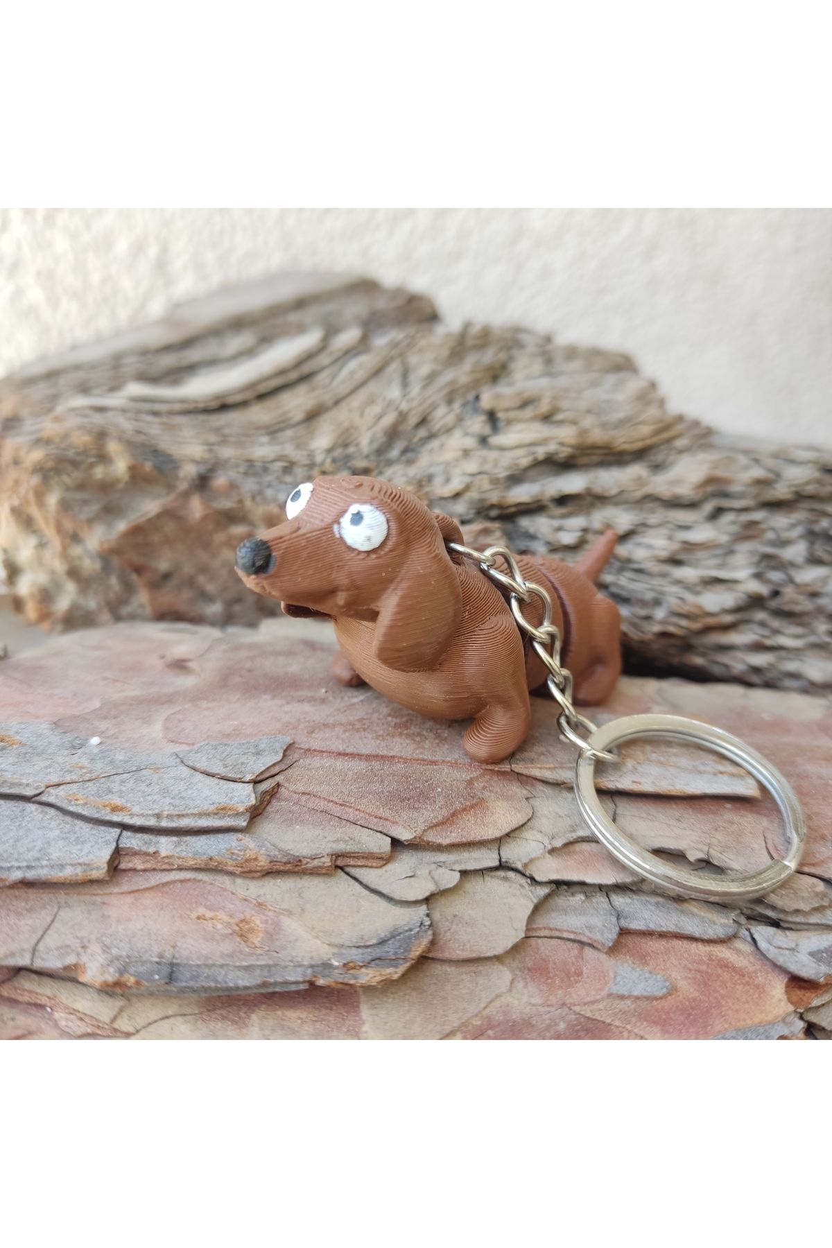 Leylims Sevimli Sosis Köpek Anahtarlık – 3D Baskı Dachshund Figür – PLA Malzeme