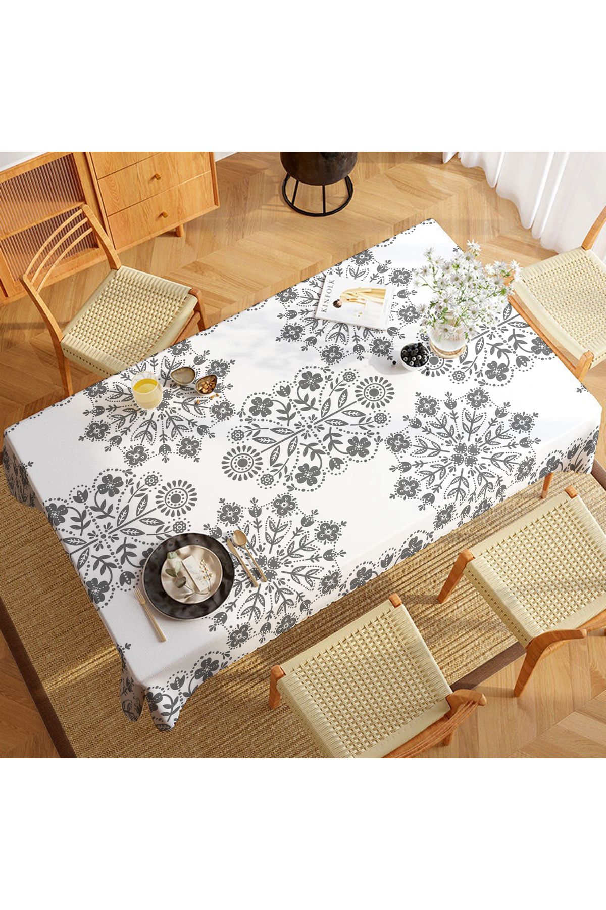 Rell Home-Worry-Free Table Cloth, Slub Fabric, Stain-Repellent Model 3