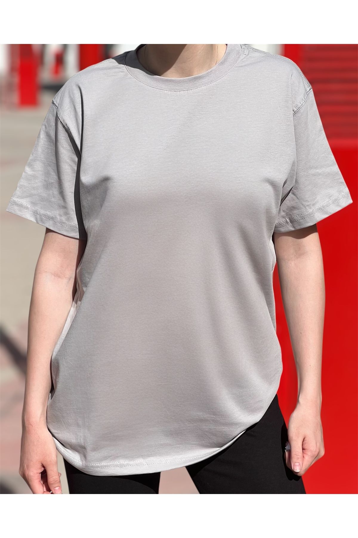 sweet&sweat Baskılı Gri Sıfır Yaka Basic T-shirt