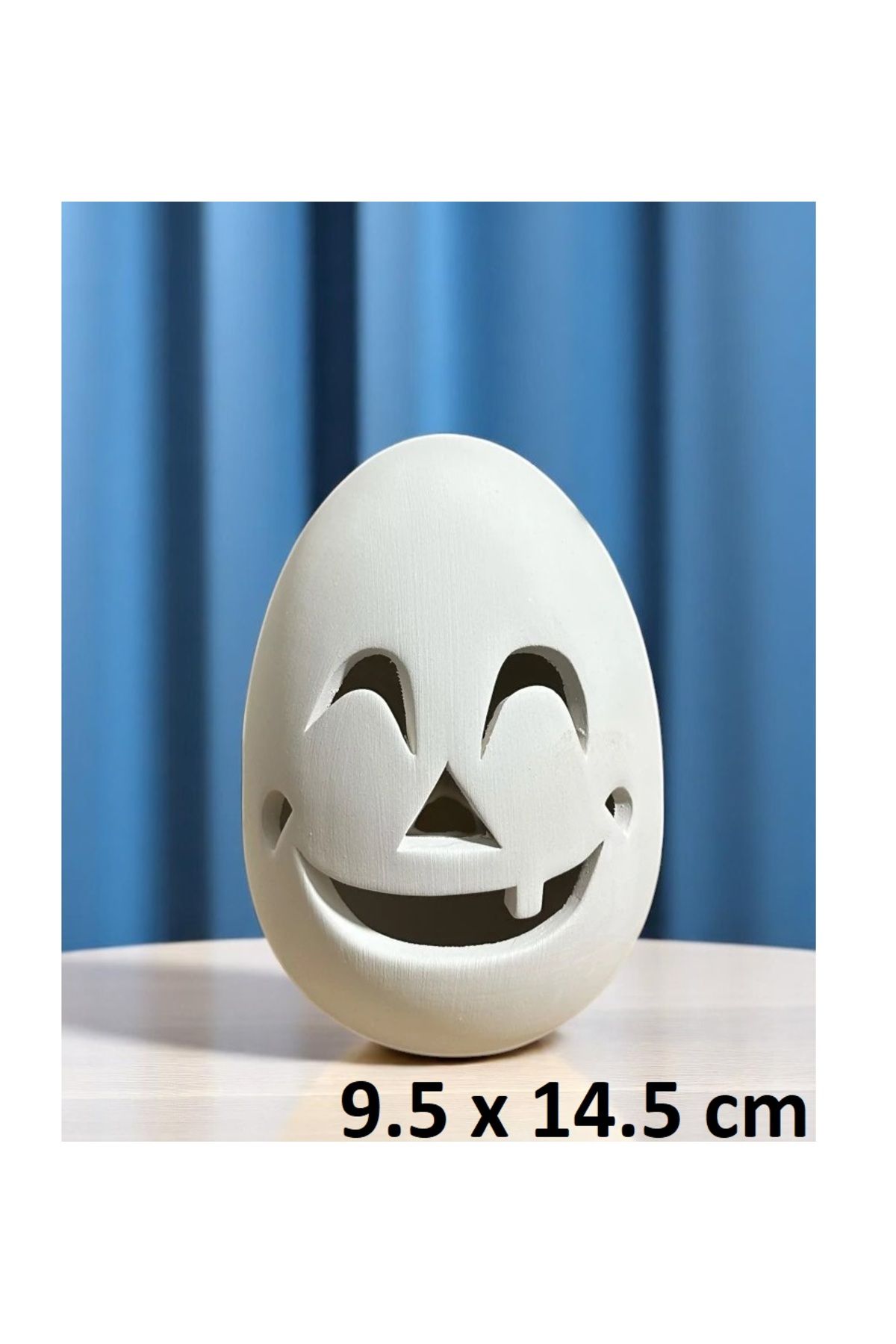 Mavi Dükkan Ham Seramik Halloween Yumurta Mumluk Model 3 - Yükseklik 14.5 cm