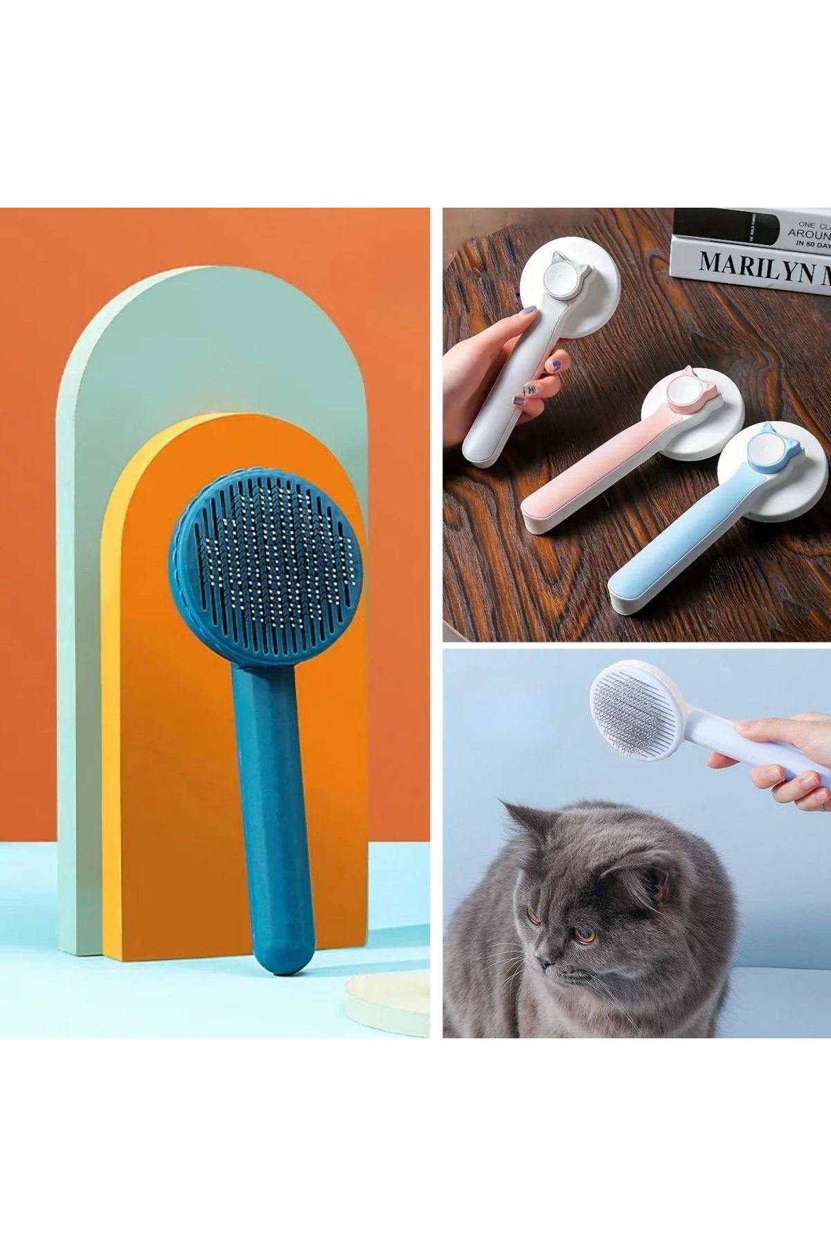 Epilons Basmalı Kedi Köpek Tüy Toparlayıcı Masaj Etkili Pet Fırçası