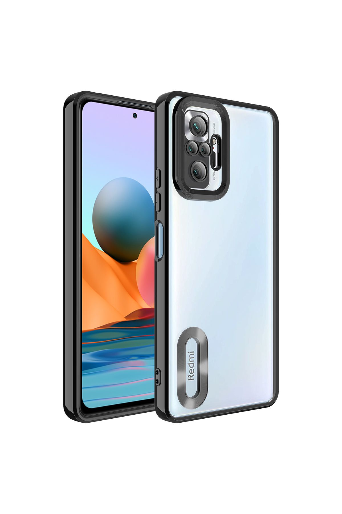 SKYARC Xiaomi Redmi Note 10S Kılıf Kamera Korumalı Logo Gösteren Omega Kapak