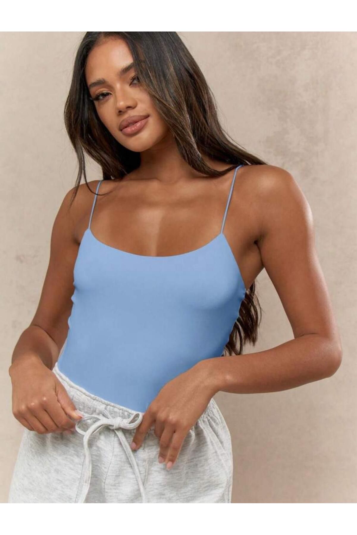 SLAW REZZ Kadın İp Askılı Örme Body Bluz