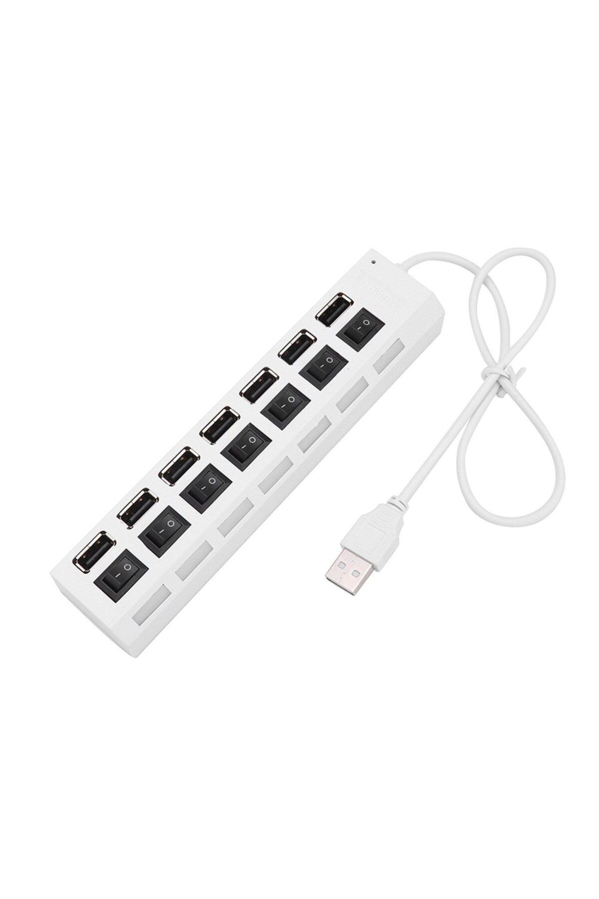 Choice-موزع USB أبيض 7 منافذ USB متعدد المنافذ للاستخدام، محول طاقة، موسع USB 2.0، كمبيوتر شخصي 1
