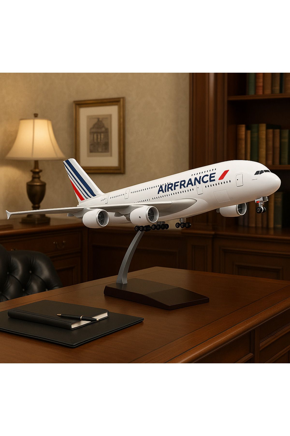 AYDINARTSHOP Air France A380 Uçak Maketi 1:160 Ölçek – 45,5 CM – Dekoratif Standlı Model