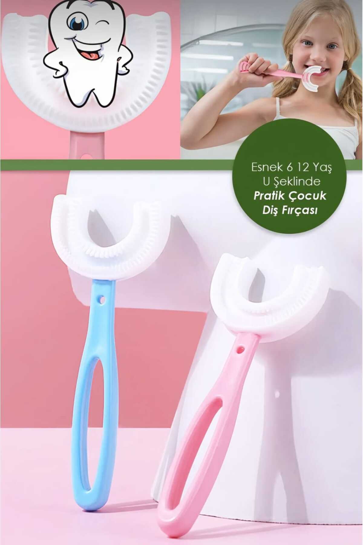 lawrenceshop Erkek Çocuk Diş Fırçası U Şeklinde Pratik Bebek Diş Kaşıma Fırçası Saplı 360 Derece Döner fotoğrafı 2 (önizleme)