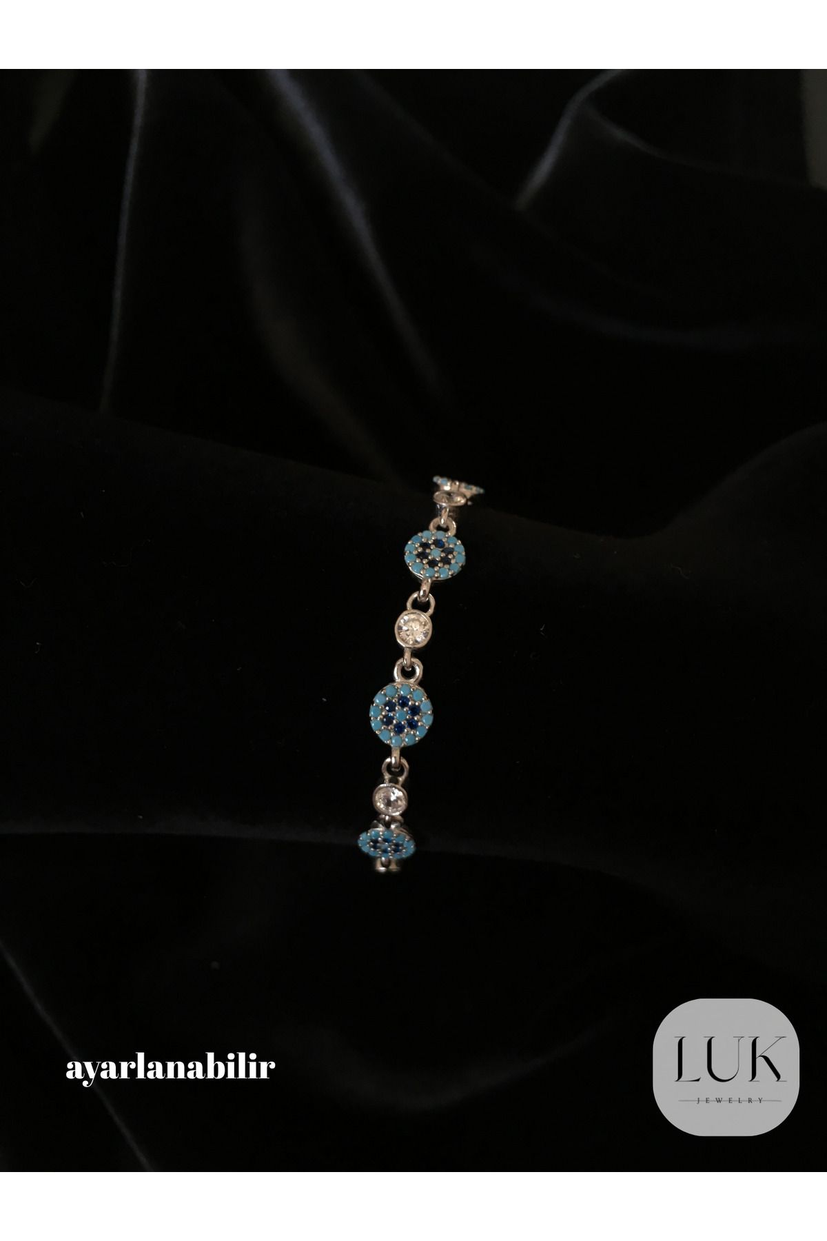 LUK JEWELRY 925 AYAR TAŞLI MAVİLİ BİLEKLİK