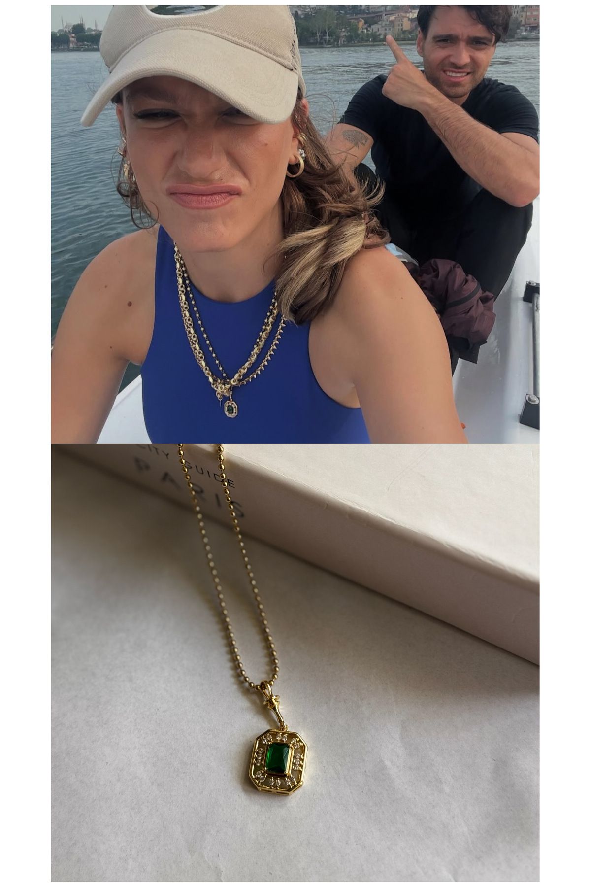 shop Çelik Leyla Yeşil Baget Taşlı Kolye
