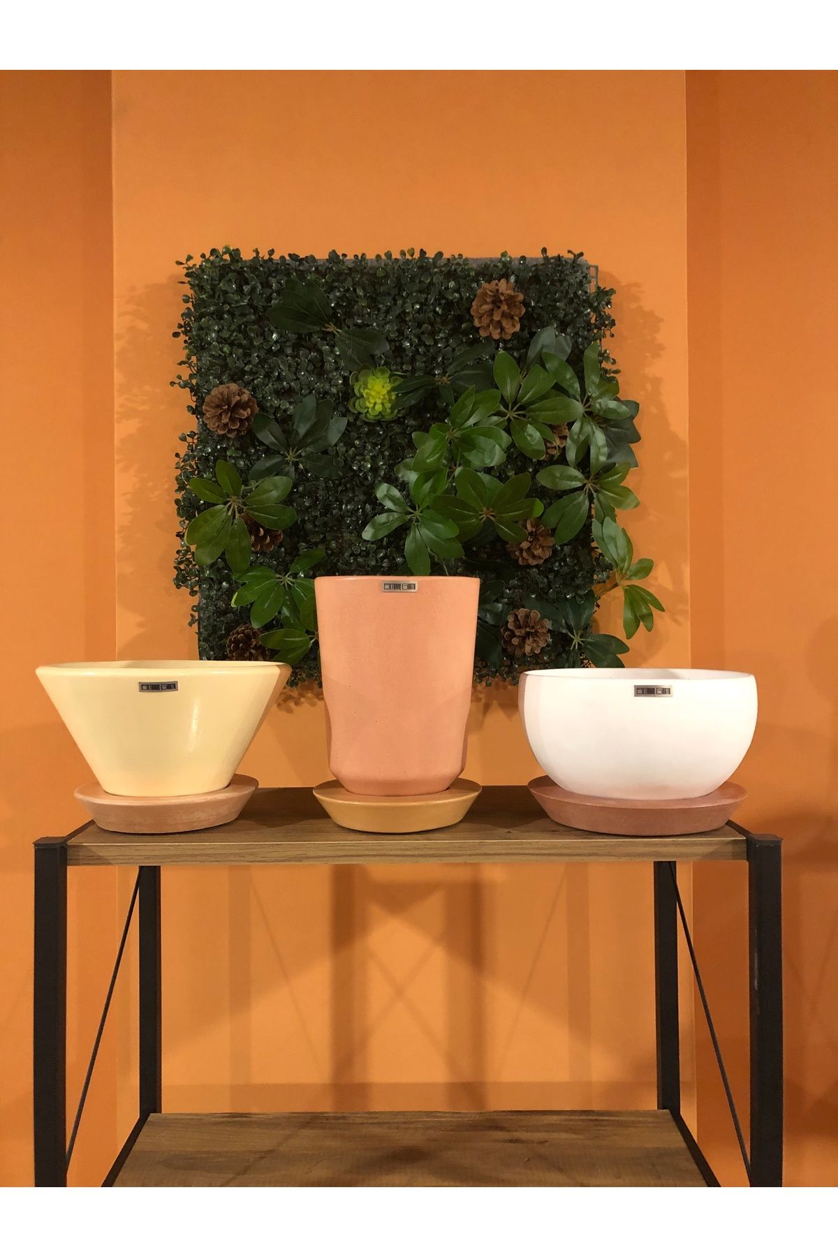 TRSPLASTİK Modern Tasarım , El Yapımı , 3 lü Set , Renkli Beton Saksı