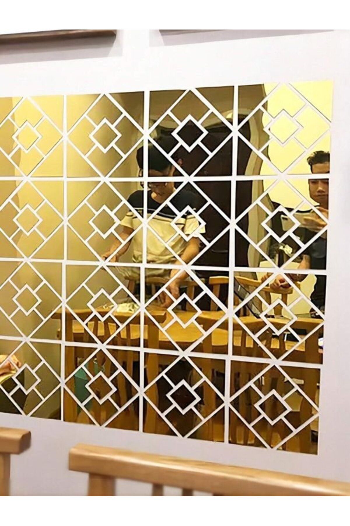 Afra Sanat Dekor Geometrik Desenli 3D Pleksi Ayna Seti