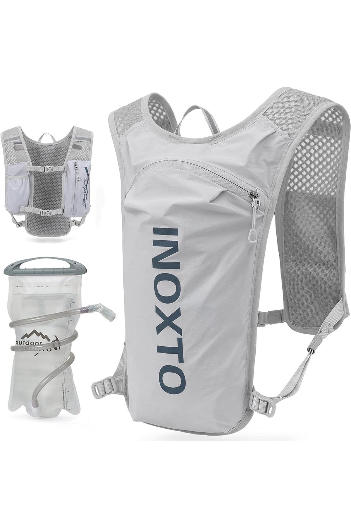 OUTDOOR INOXTO INOXTO Koşu Yeleği Sırt Çantası, Hafif Yalıtımlı Paket 1,5 L Su Mesanesi Çantası Günlük Sırt Çantası
