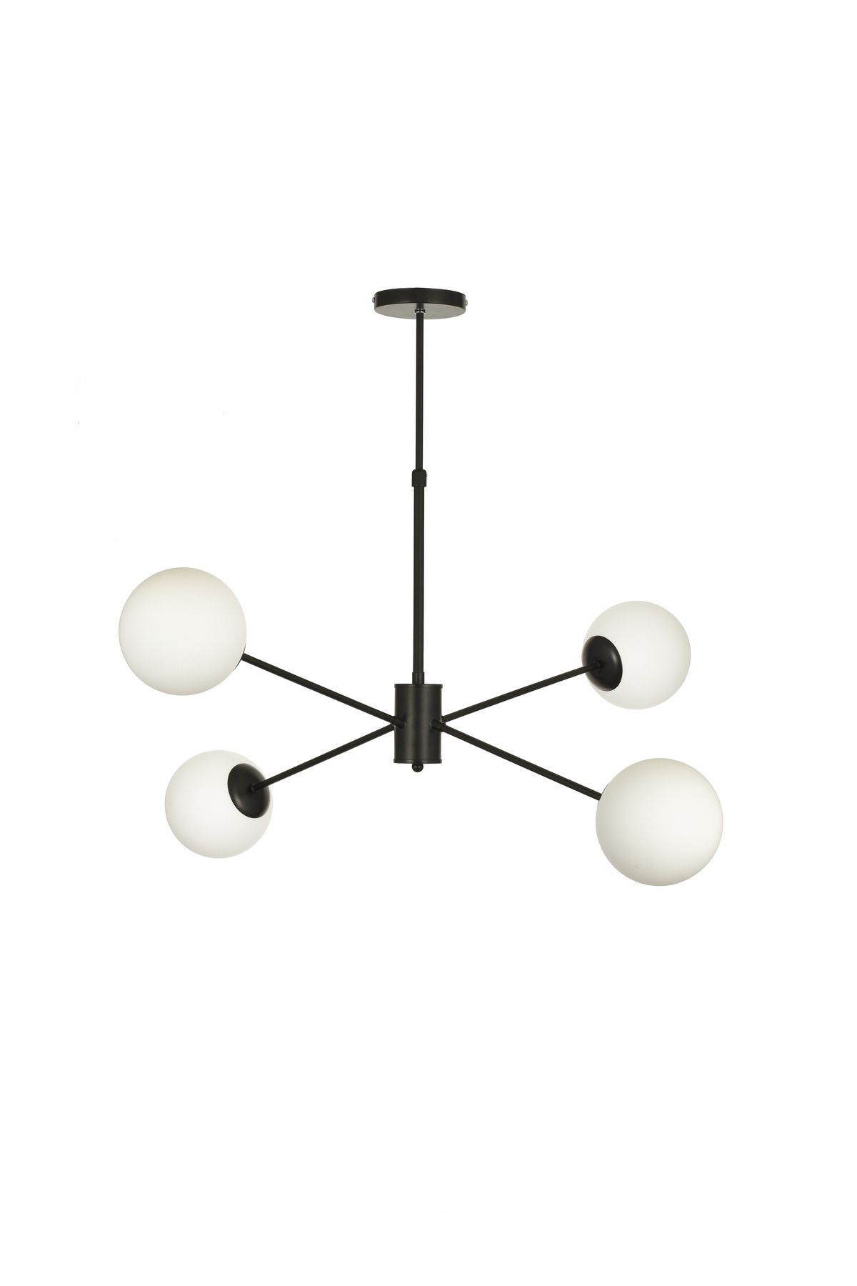Avizemoda Pinza 4 lü Beyaz Camlı Salon Oturma Odası Modern Kollu Avize - (Siyah)