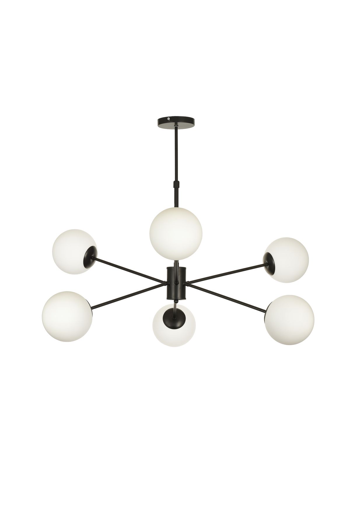 Avizemoda Pinza 6 lı Beyaz Camlı Salon Oturma Odası Modern Kollu Avize - (Siyah)