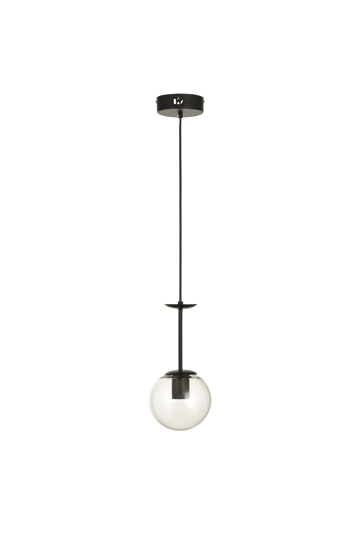 Avizemoda Pinza Tekli Şeffaf Camlı Salon Oturma Odası Modern Avize - (Siyah)