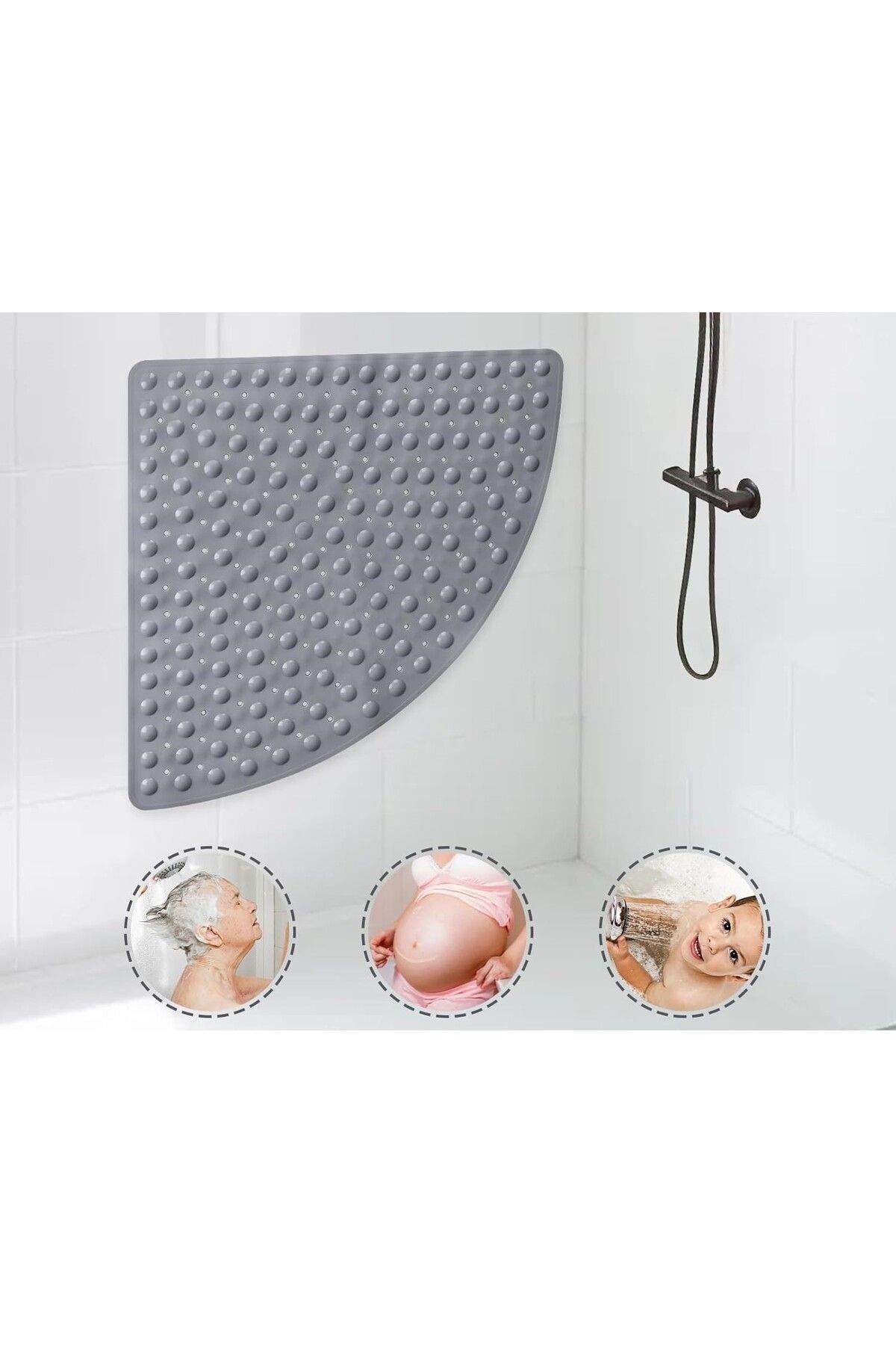 Sea Home Banyo Paspası Kaymaz Küvet Duş Paspasları Vantuzlu Gider Delikli Duş Ve Küvet 54x54 Cm M-162