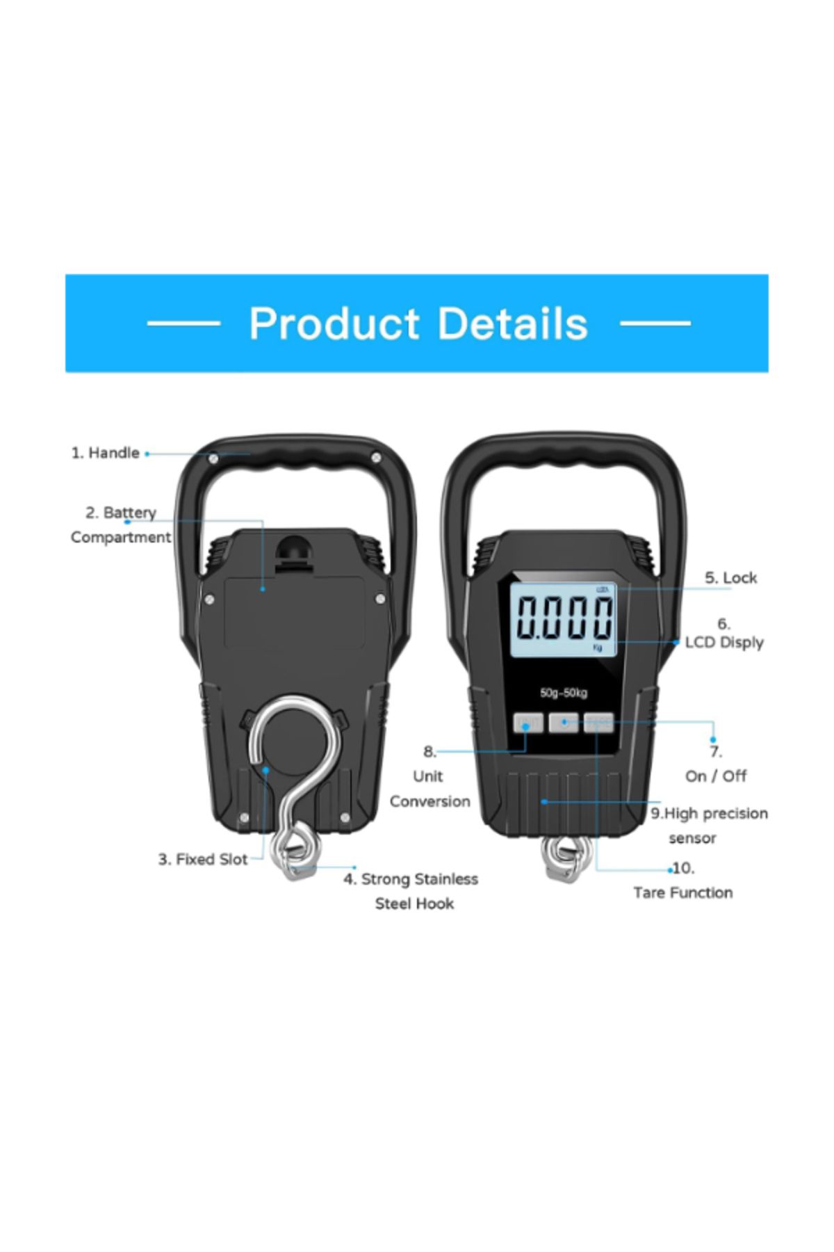 MACON-Scale 110 Lb/50 Kg Luggage Scale, Upgrade Large Handle & Backlit Lcd Display 1